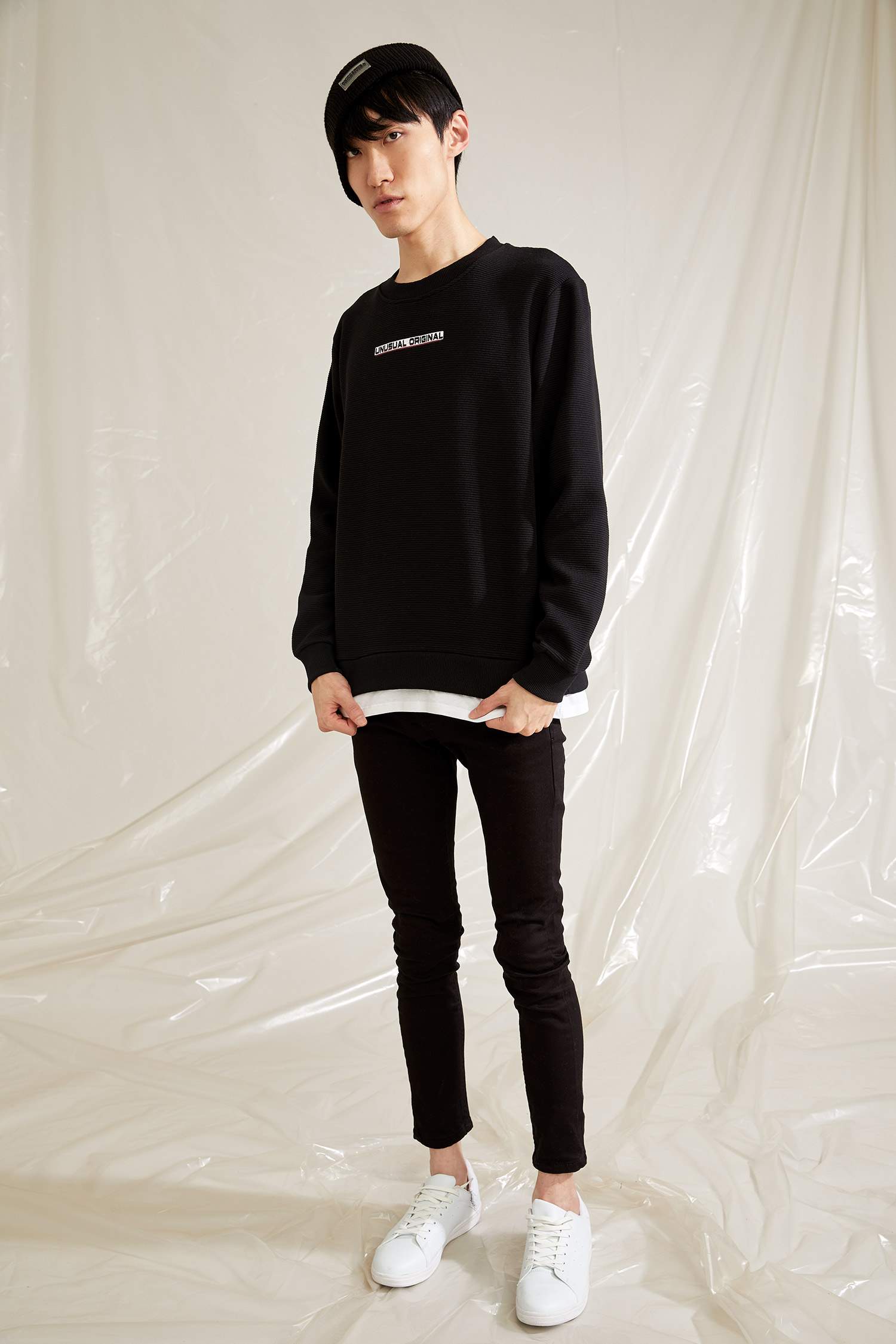 Baskılı Bisiklet Yaka Regular Fit Sweatshirt