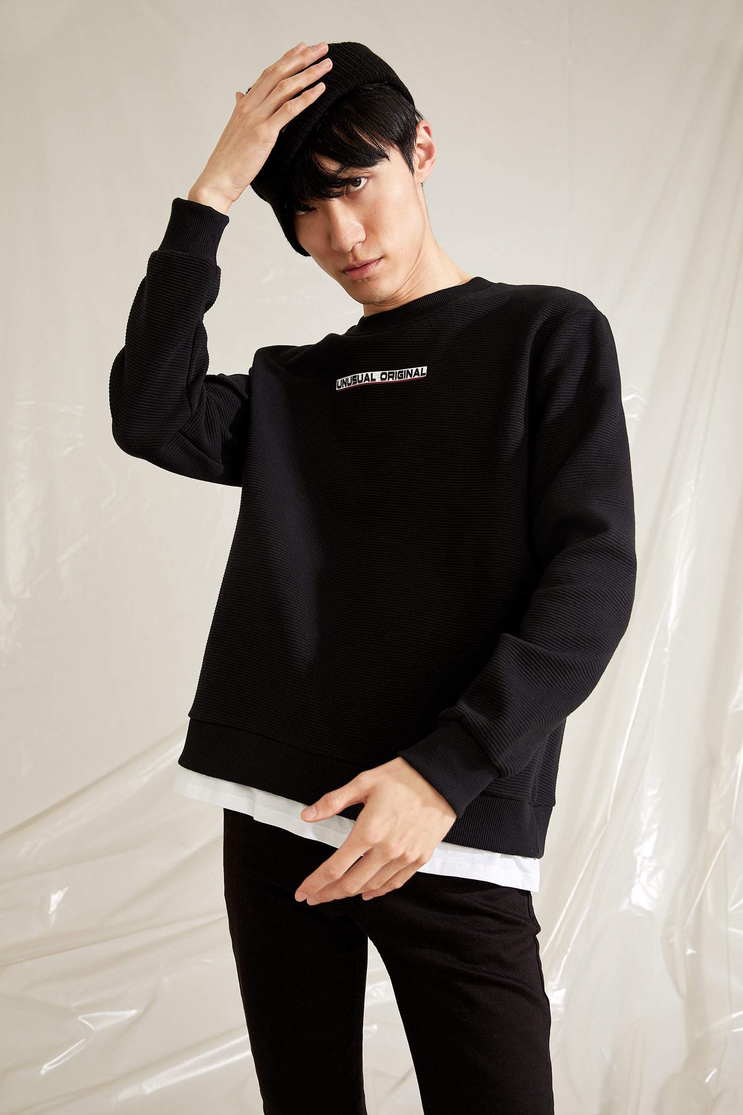 Baskılı Bisiklet Yaka Regular Fit Sweatshirt