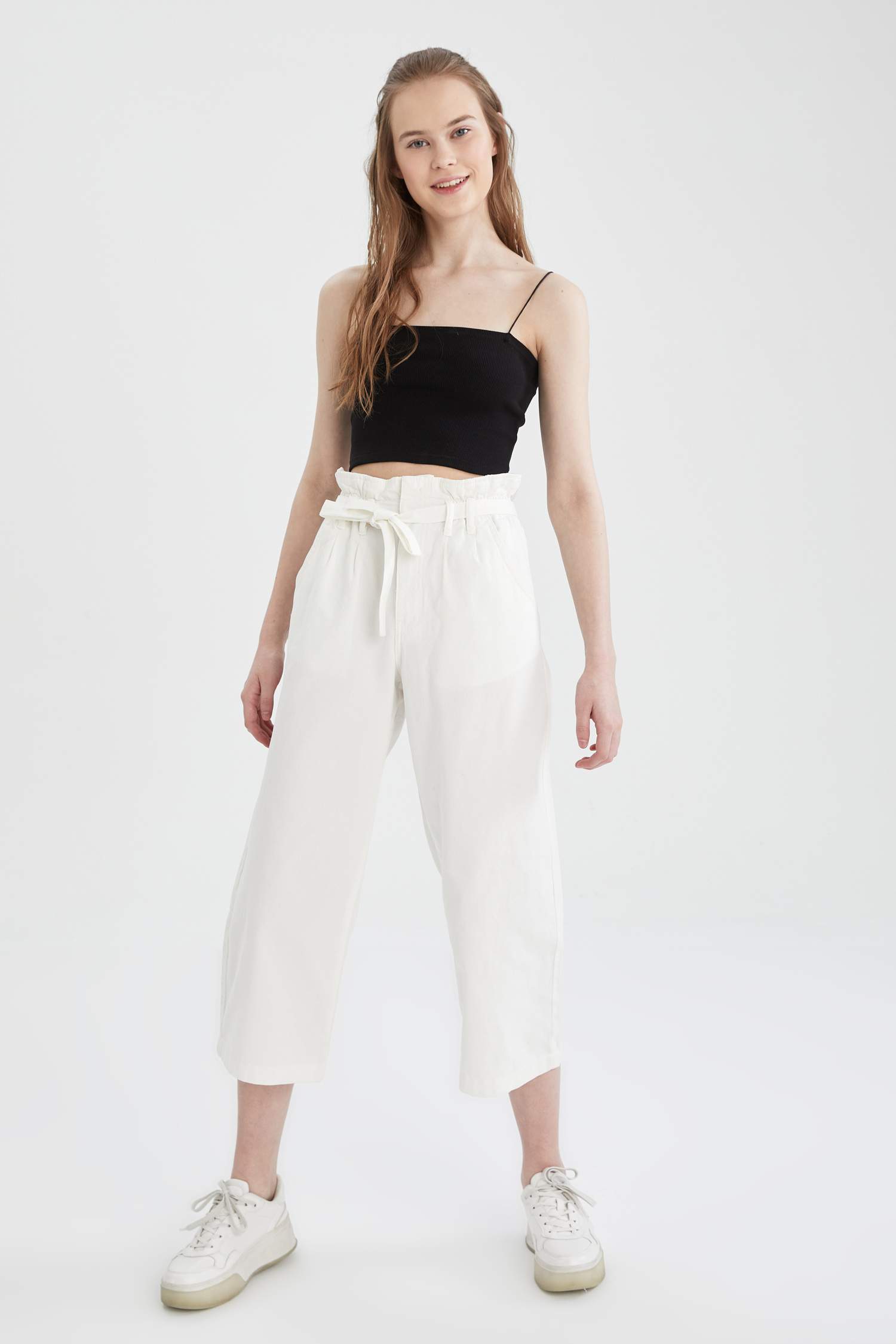 Paperbag Fit Kuşaklı Culotte Pantolon