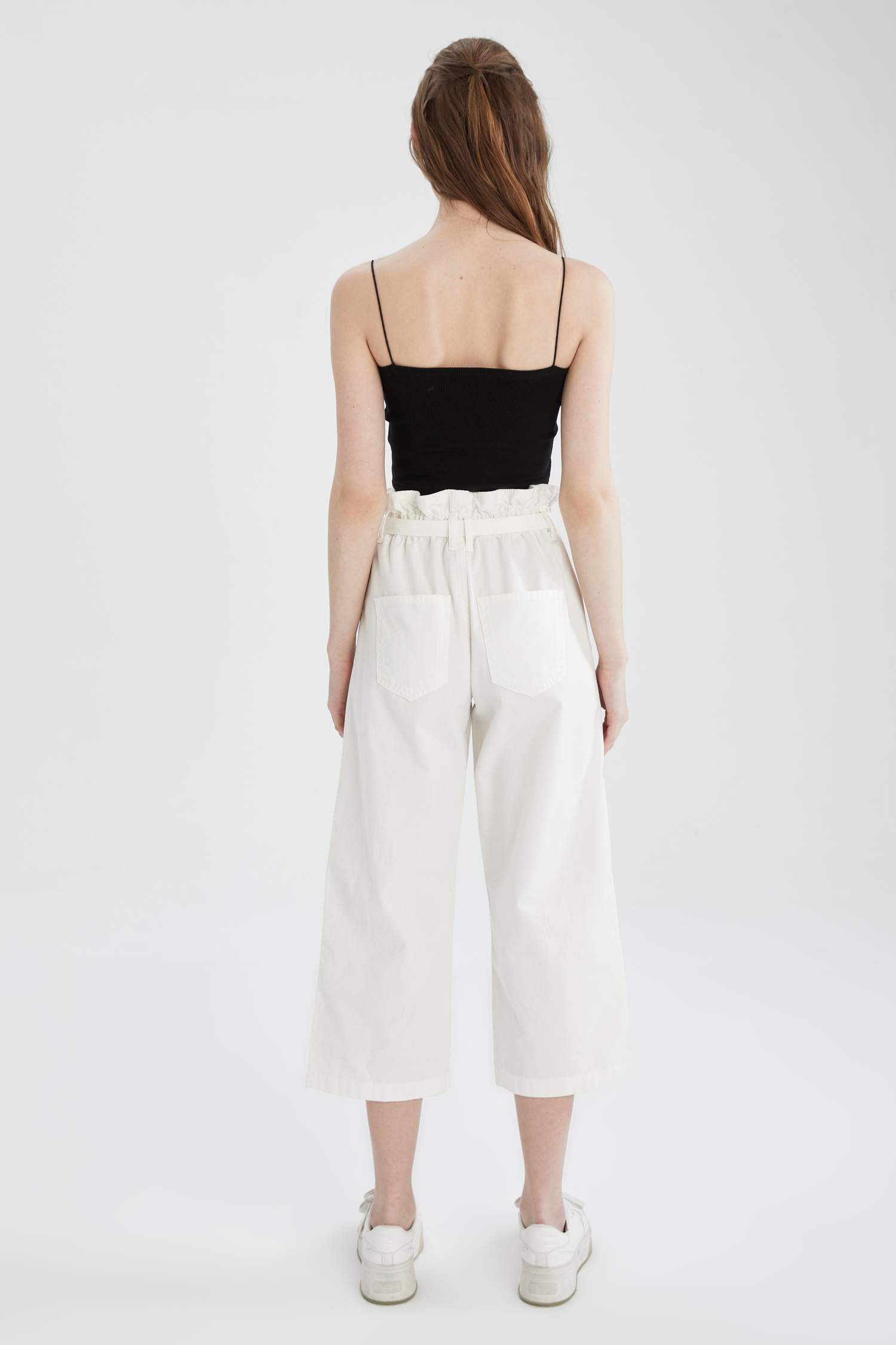 Paperbag Fit Kuşaklı Culotte Pantolon