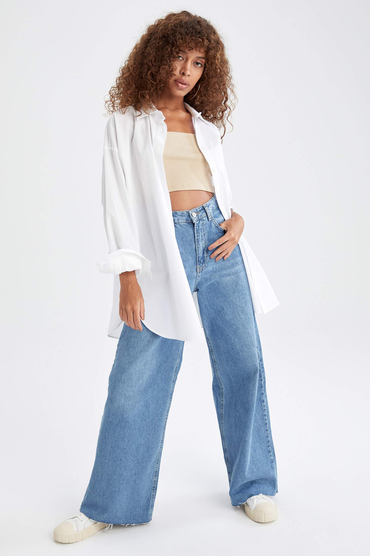 Basic Oversize Fit Poplin Gömlek Tunik