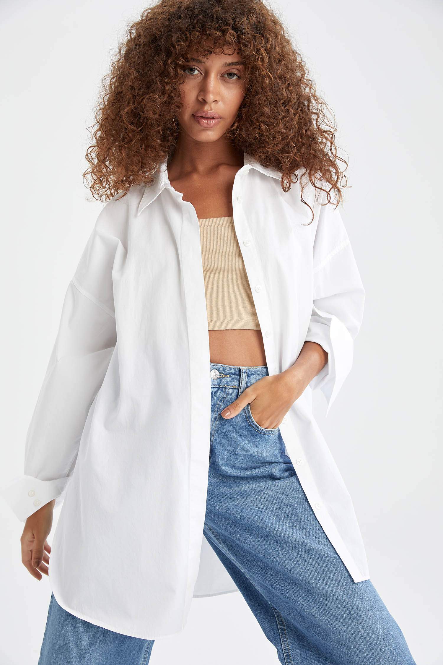 Basic Oversize Fit Poplin Gömlek Tunik