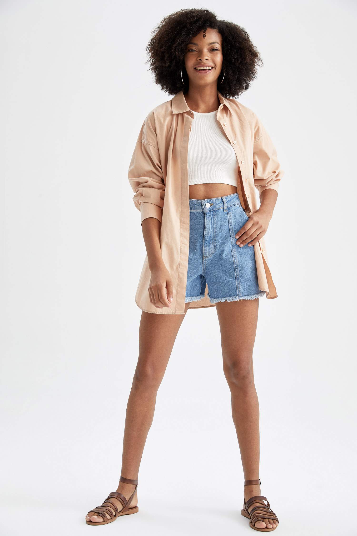 Oversize Fit Gömlek Yaka Poplin Uzun Kollu Tunik