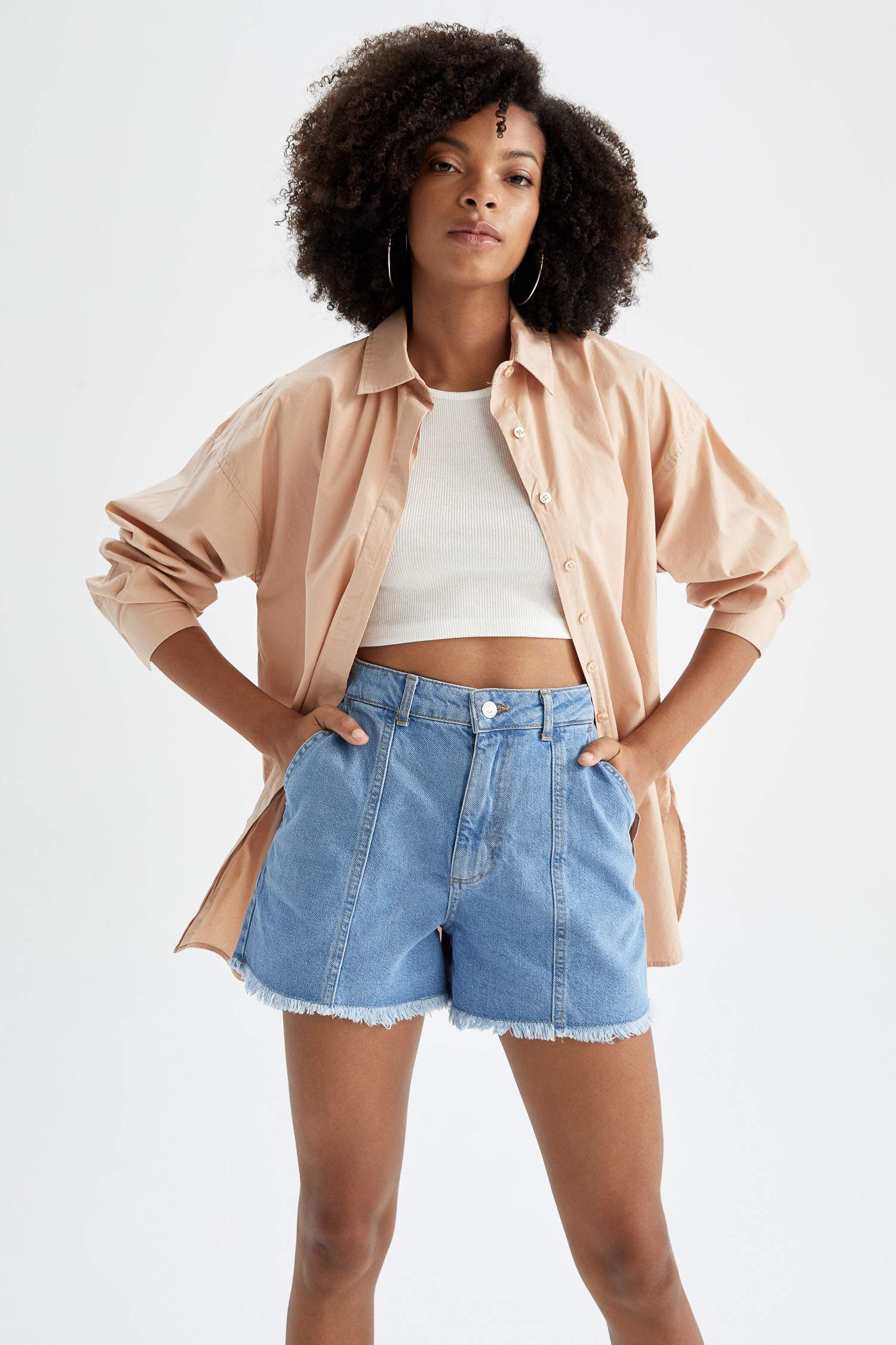 Oversize Fit Gömlek Yaka Poplin Uzun Kollu Tunik