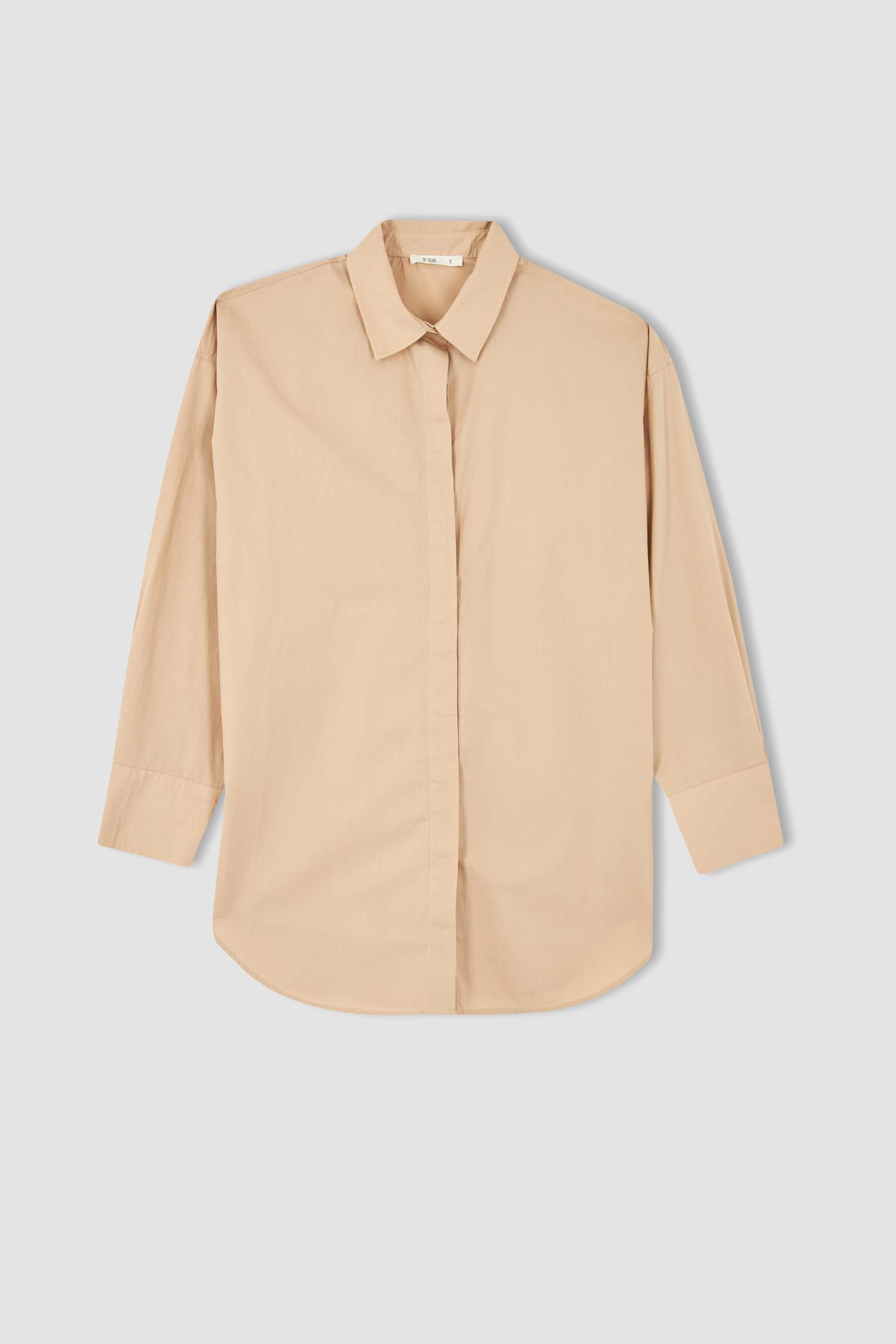 Oversize Fit Gömlek Yaka Poplin Uzun Kollu Tunik