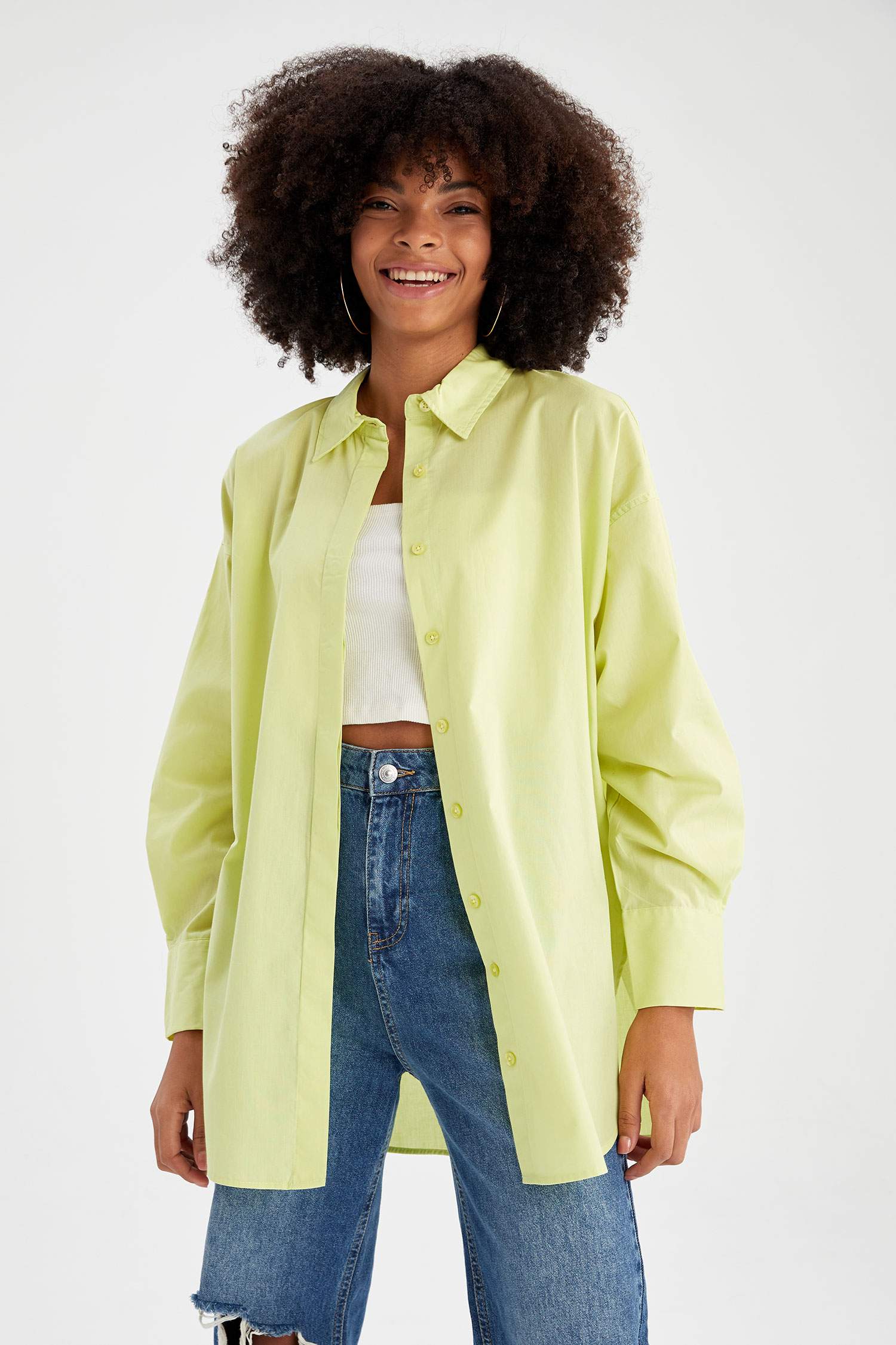 Basic Oversize Fit Poplin Gömlek Tunik