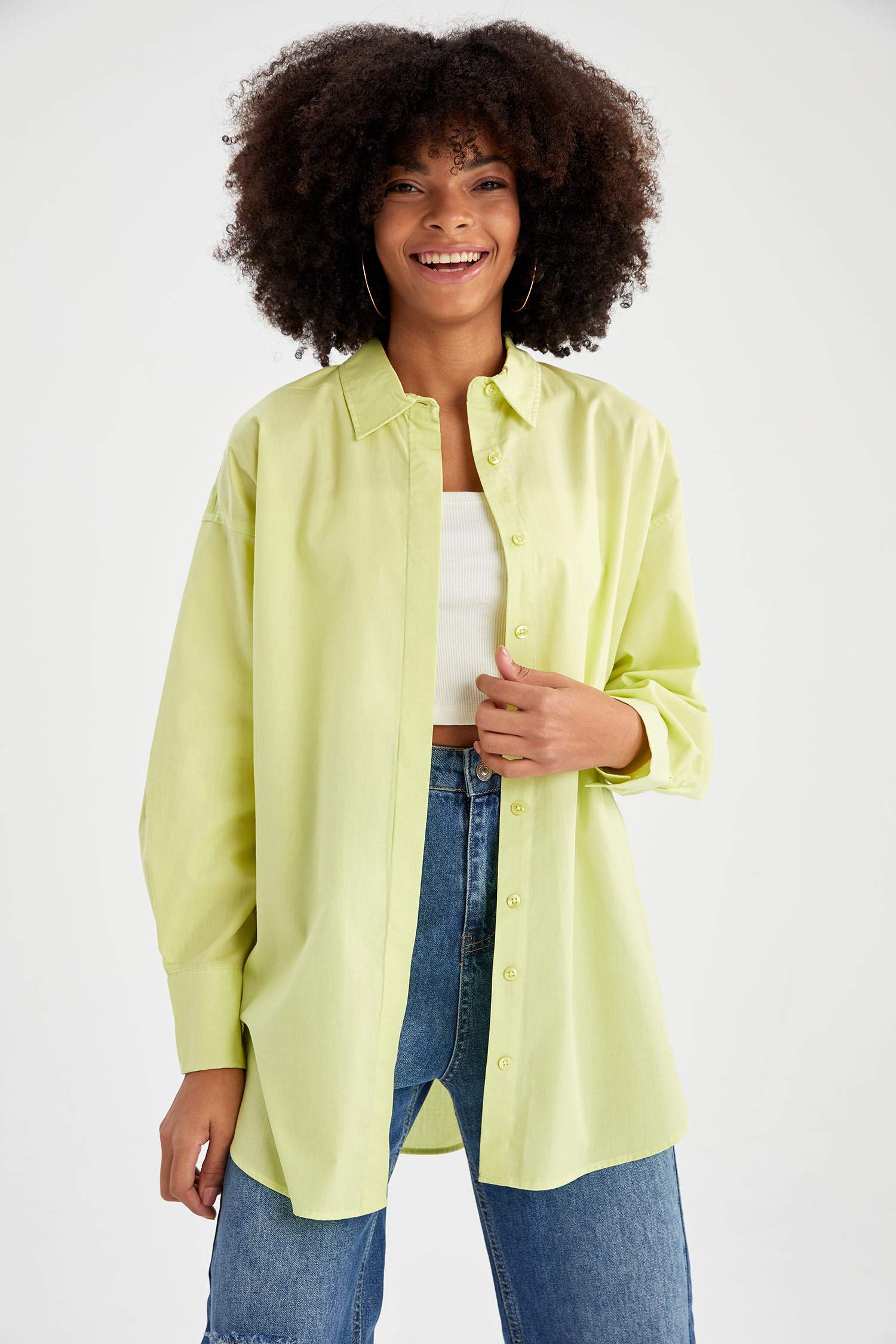 Basic Oversize Fit Poplin Gömlek Tunik
