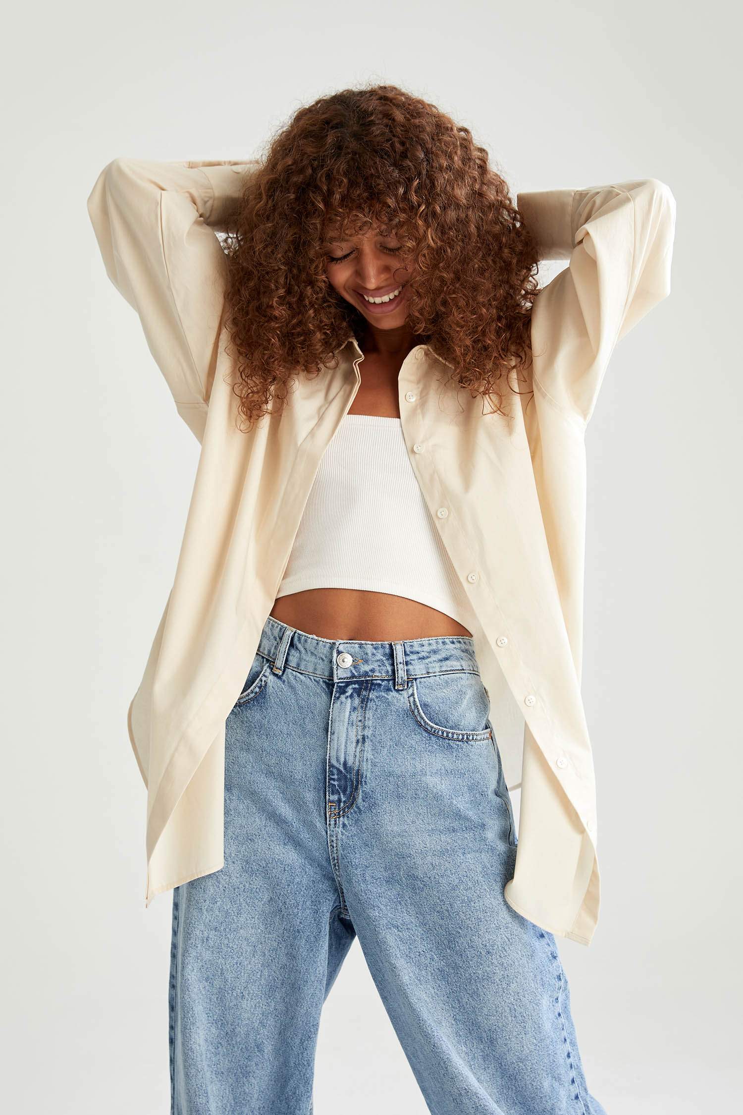 Basic Oversize Fit Pamuklu Poplin Gömlek Tunik