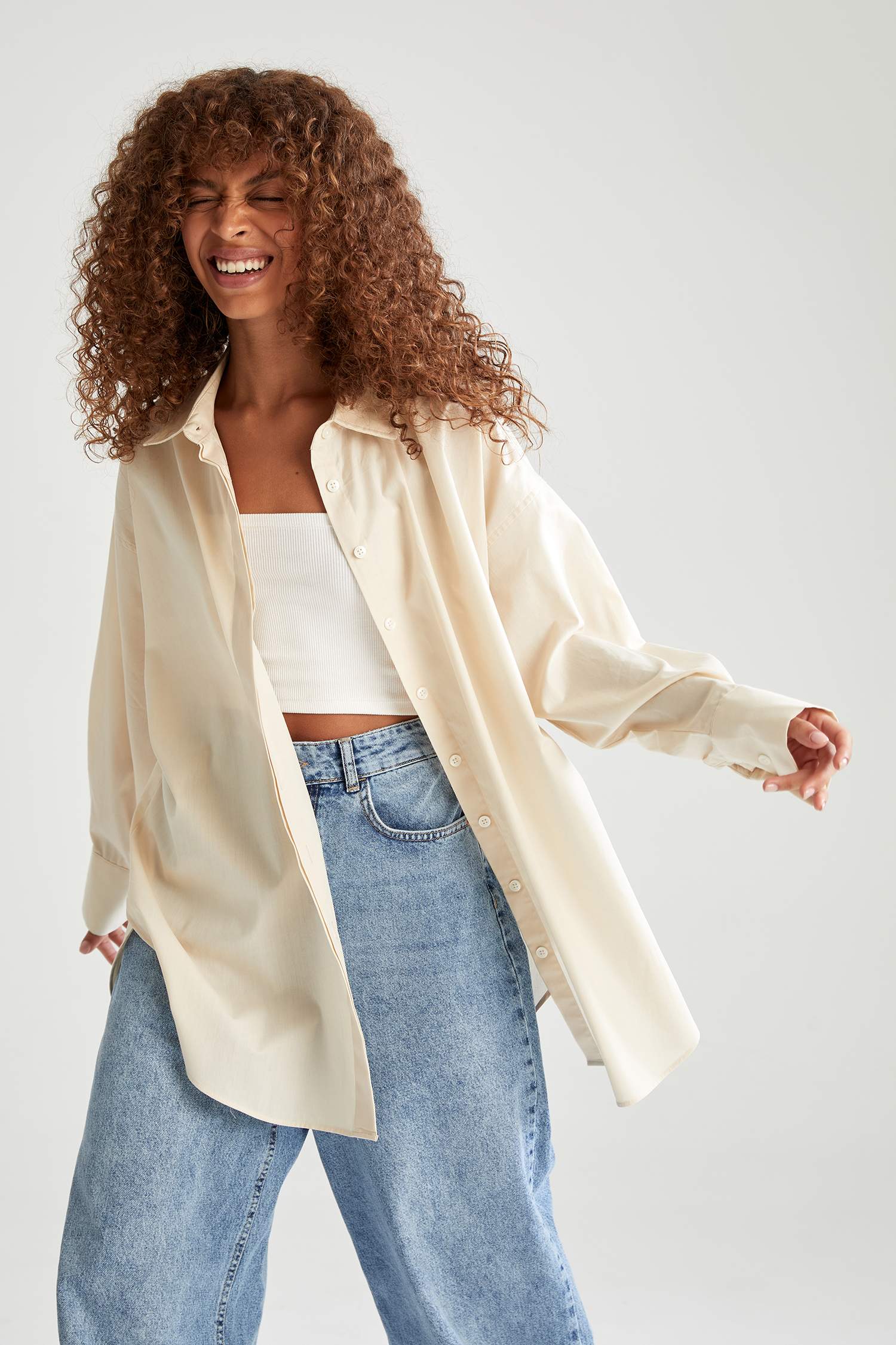Basic Oversize Fit Pamuklu Poplin Gömlek Tunik