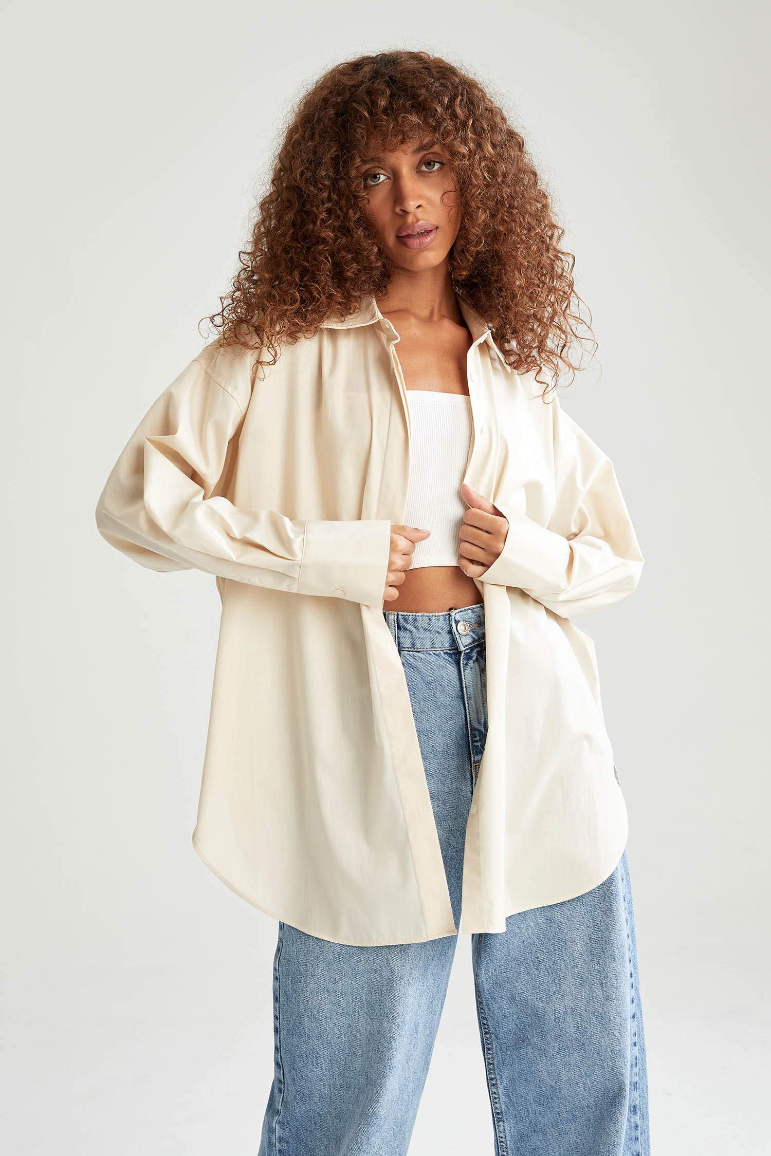 Basic Oversize Fit Pamuklu Poplin Gömlek Tunik