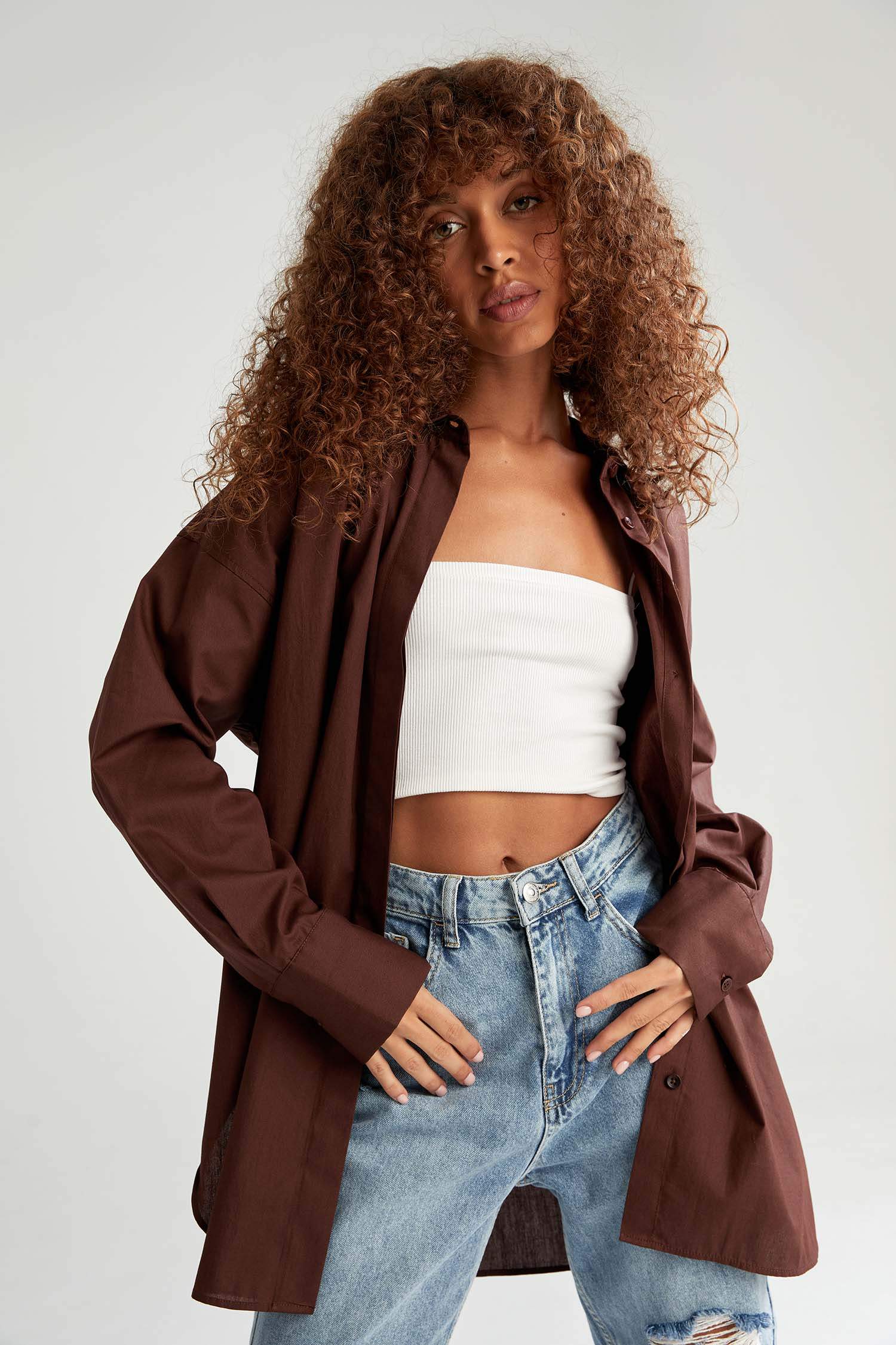 Basic Oversize Fit Pamuklu Poplin Gömlek Tunik