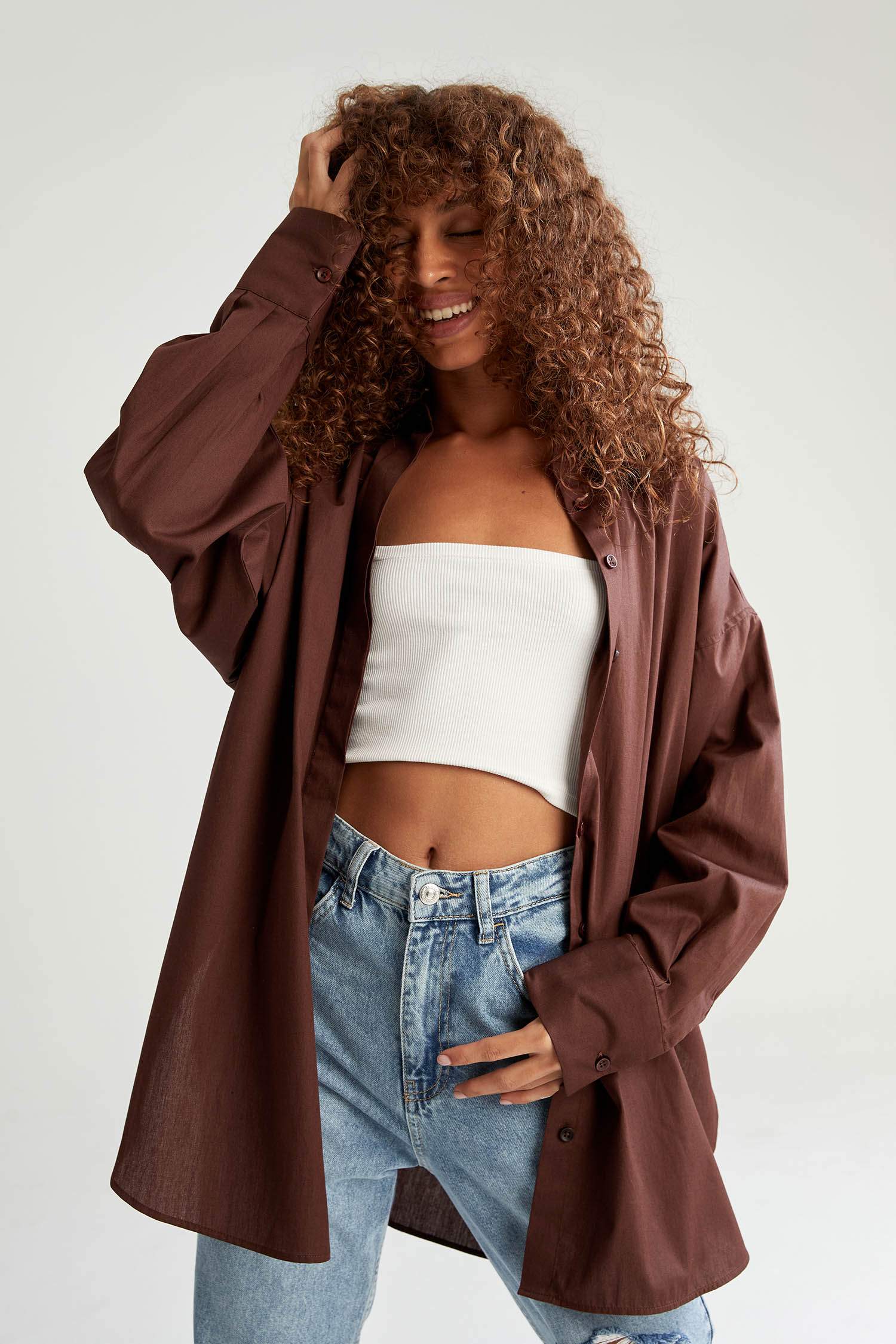 Basic Oversize Fit Pamuklu Poplin Gömlek Tunik