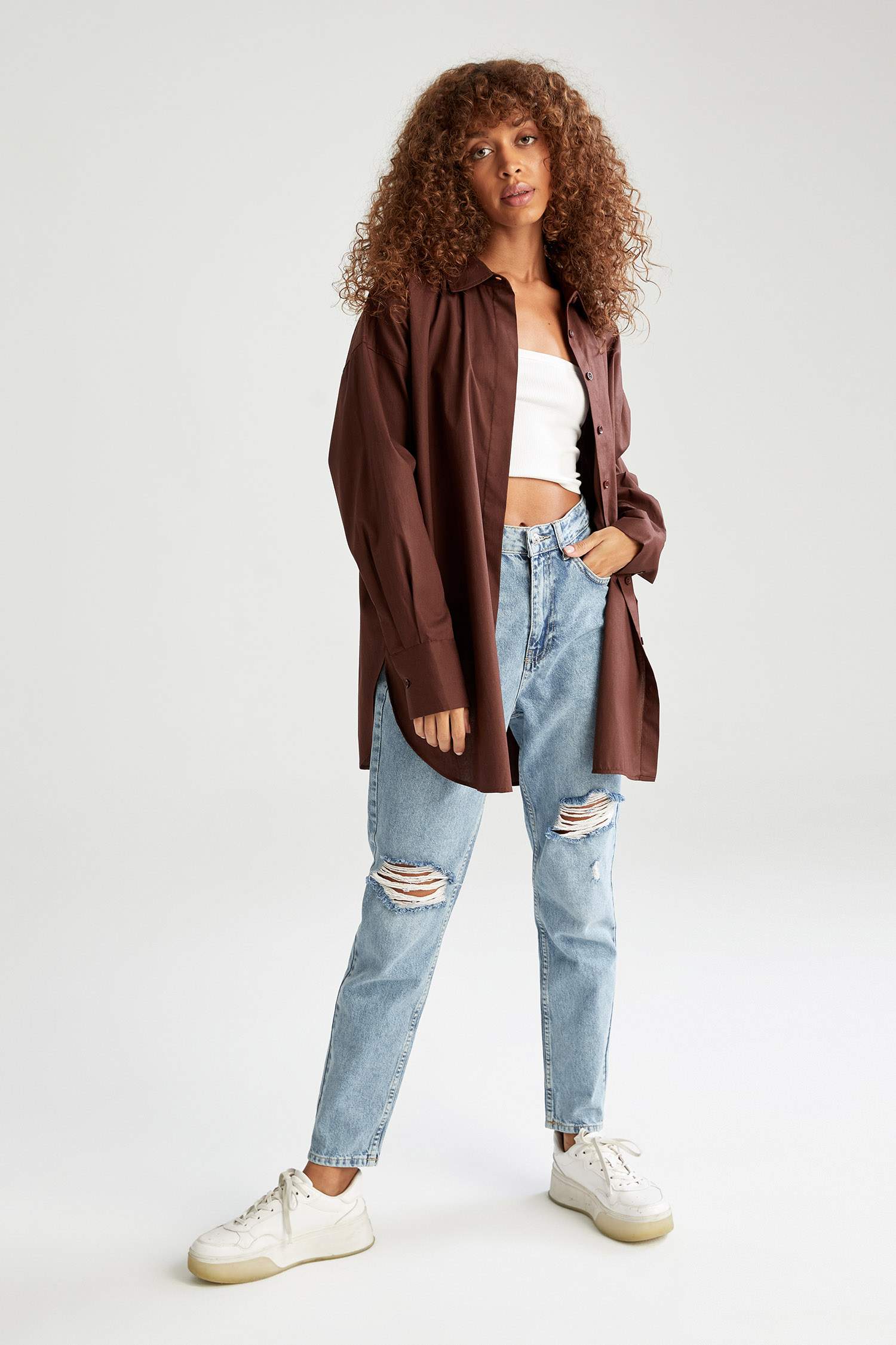 Basic Oversize Fit Pamuklu Poplin Gömlek Tunik