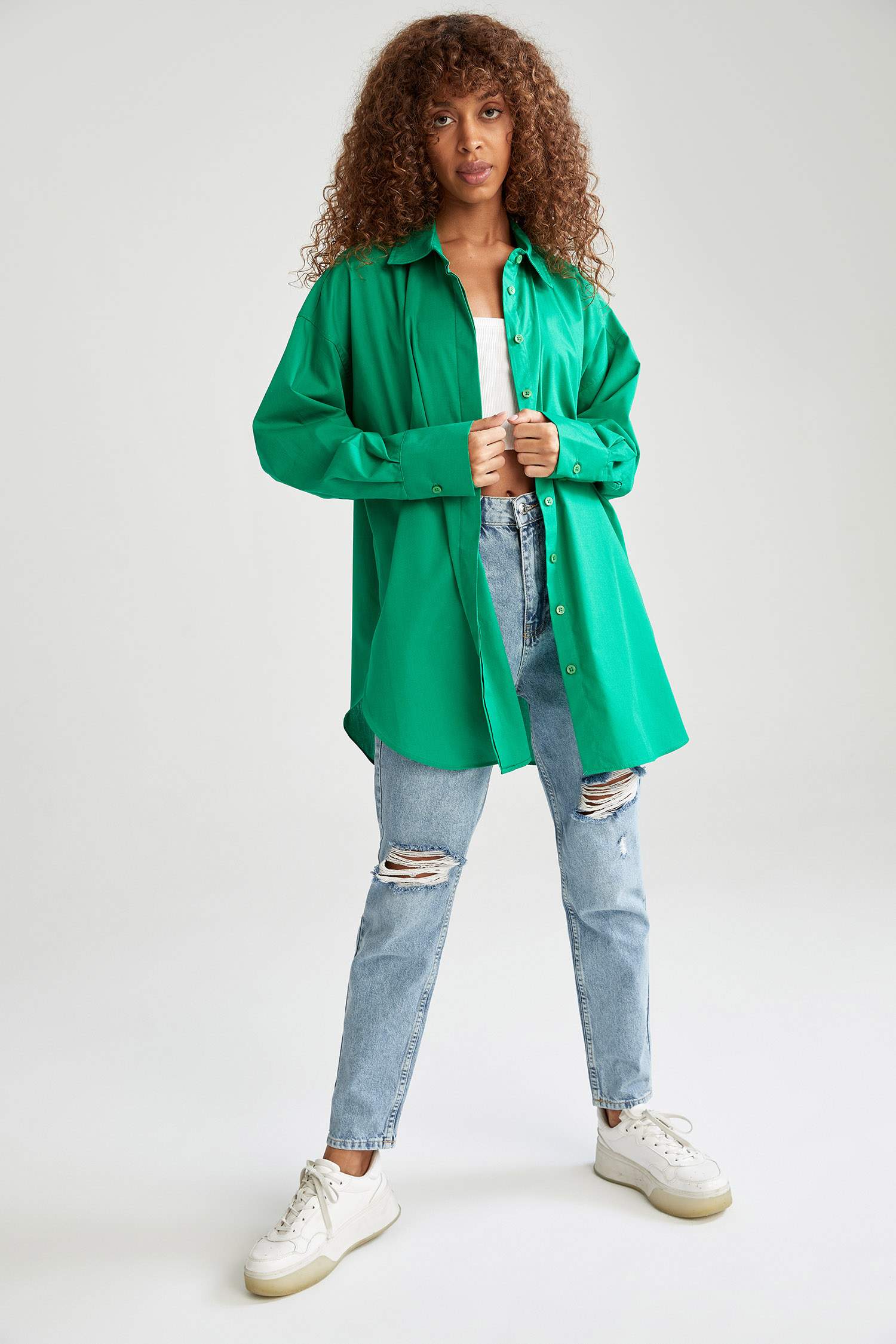 Basic Oversize Fit Pamuklu Poplin Gömlek Tunik