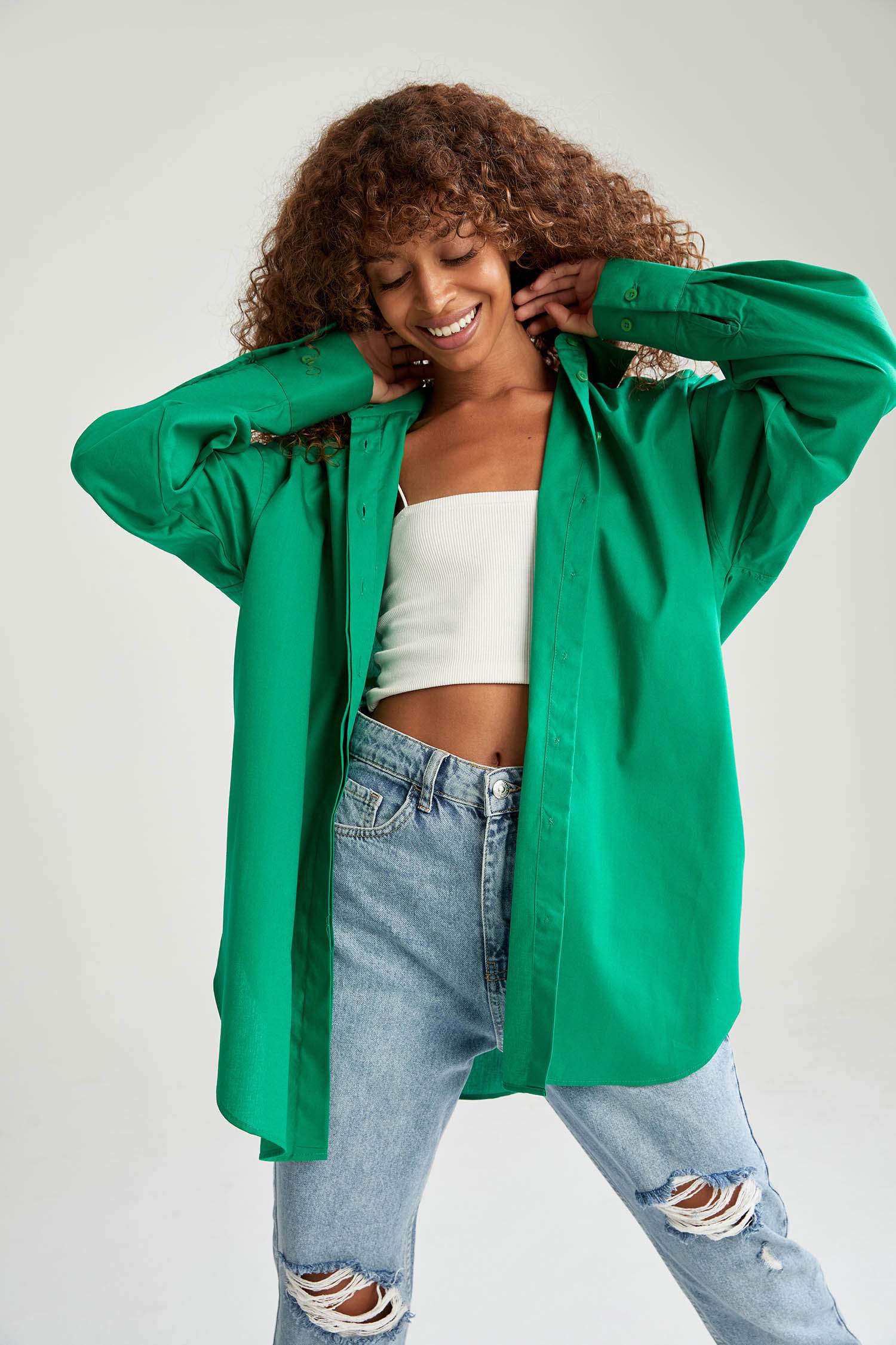 Basic Oversize Fit Pamuklu Poplin Gömlek Tunik