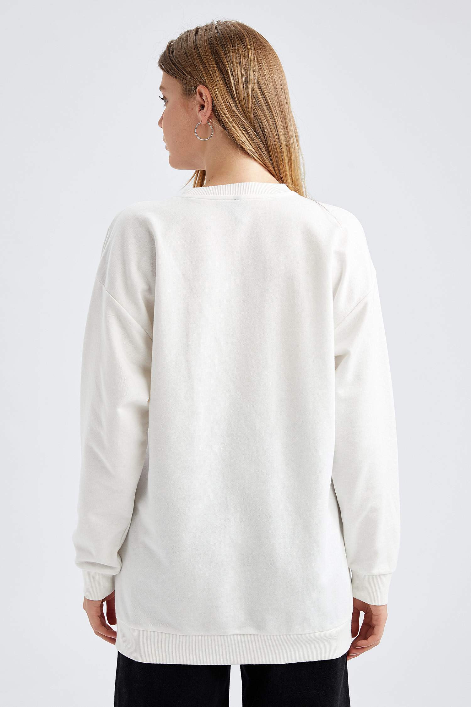 Minimal Baskılı Relax Fit Sweat Tunik