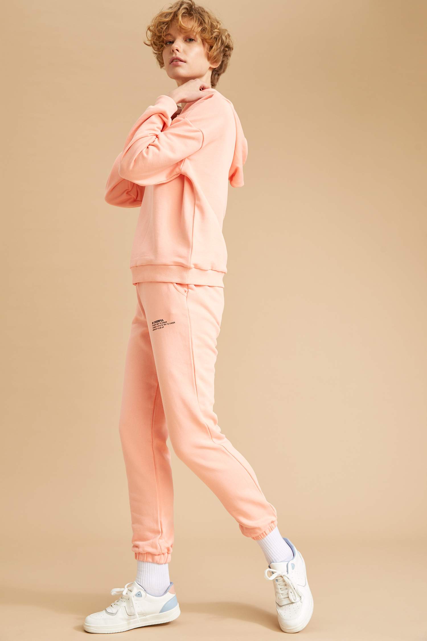 Organik Pamuklu Minimal Yazı Baskılı Relax Fit Sweatshirt