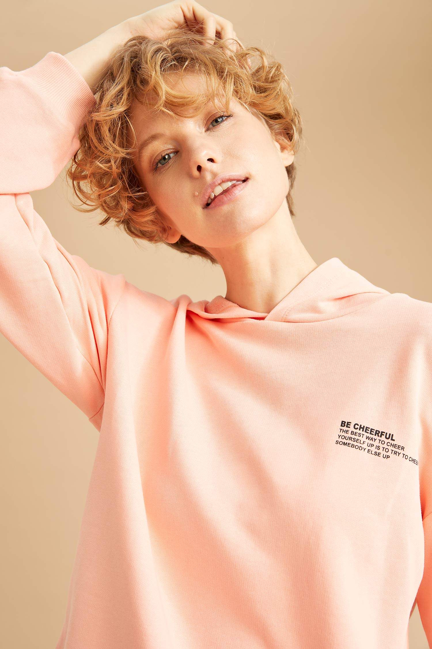 Organik Pamuklu Minimal Yazı Baskılı Relax Fit Sweatshirt