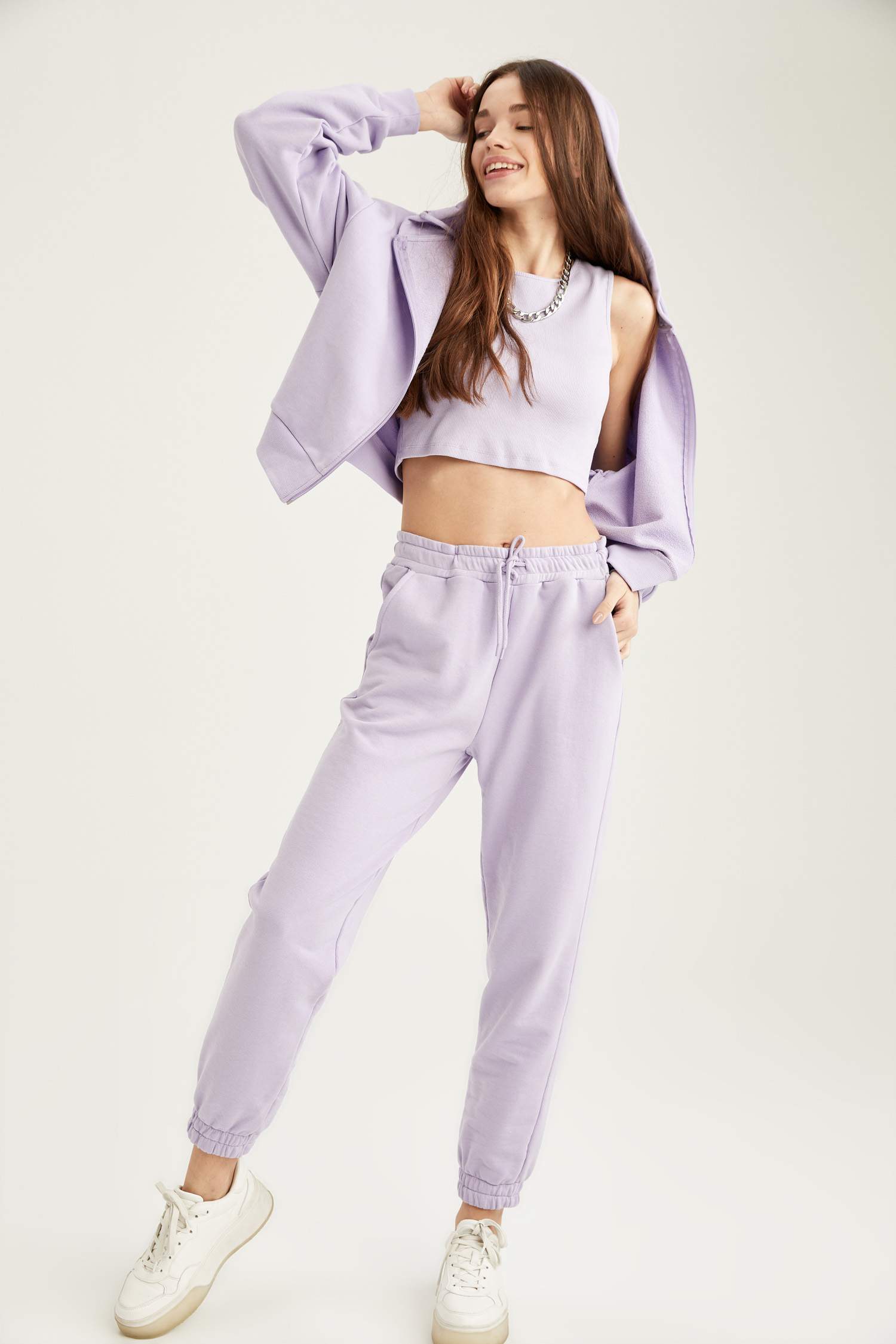 Minimal Yazı Baskılı Relax Fit Sweat Hırka