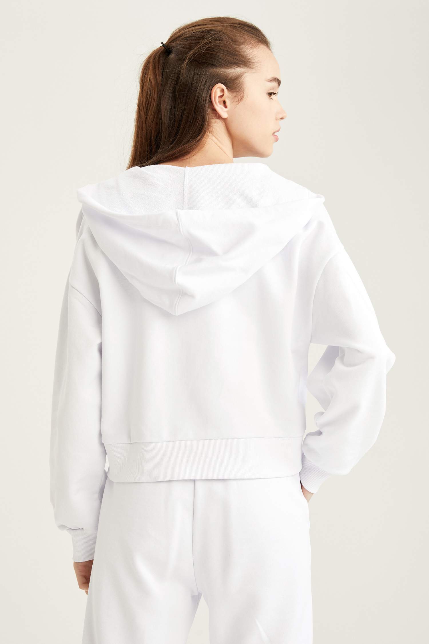 Minimal Yazı Baskılı Relax Fit Sweat Hırka
