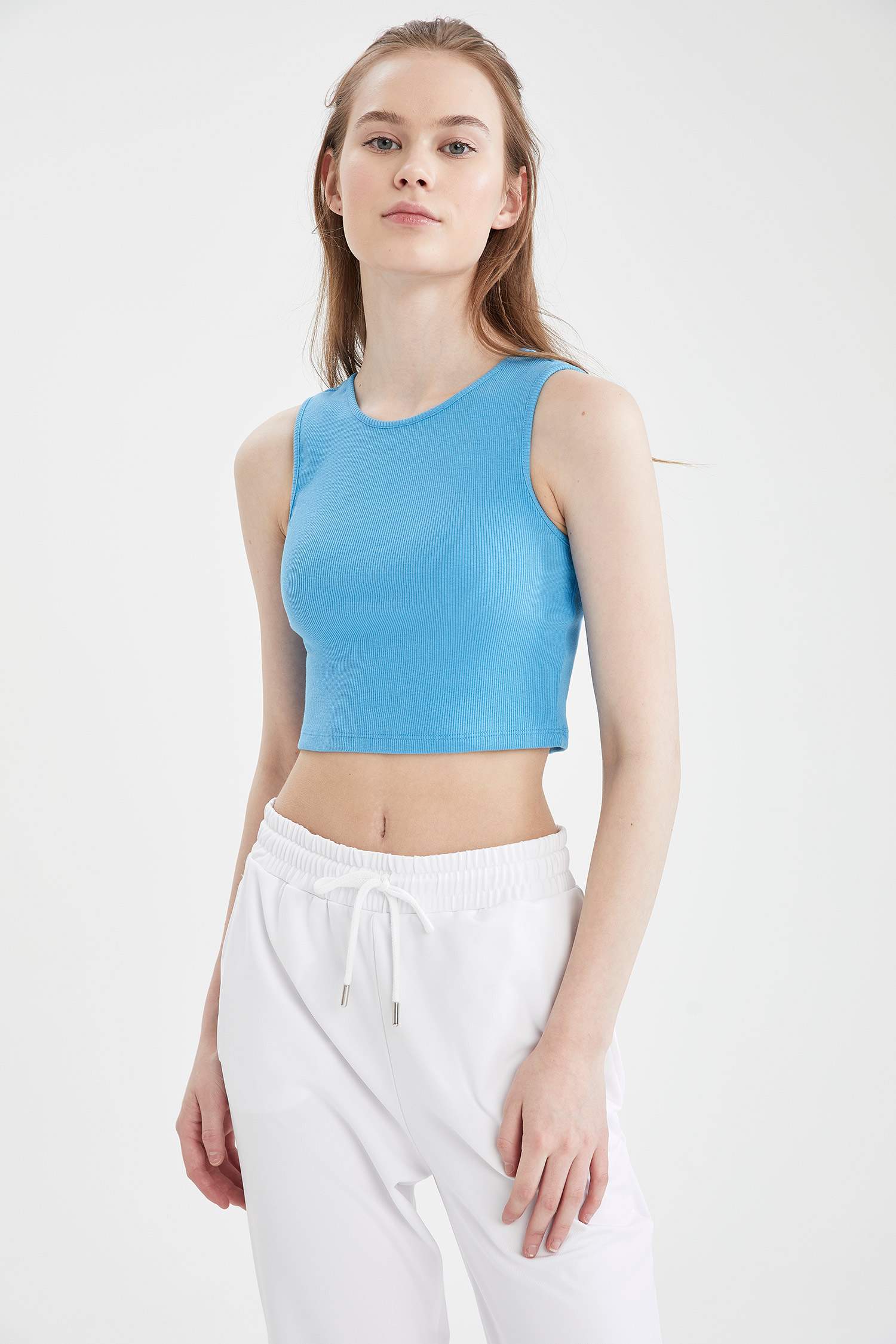 Organik Pamuklu Halter Yaka Crop Atlet