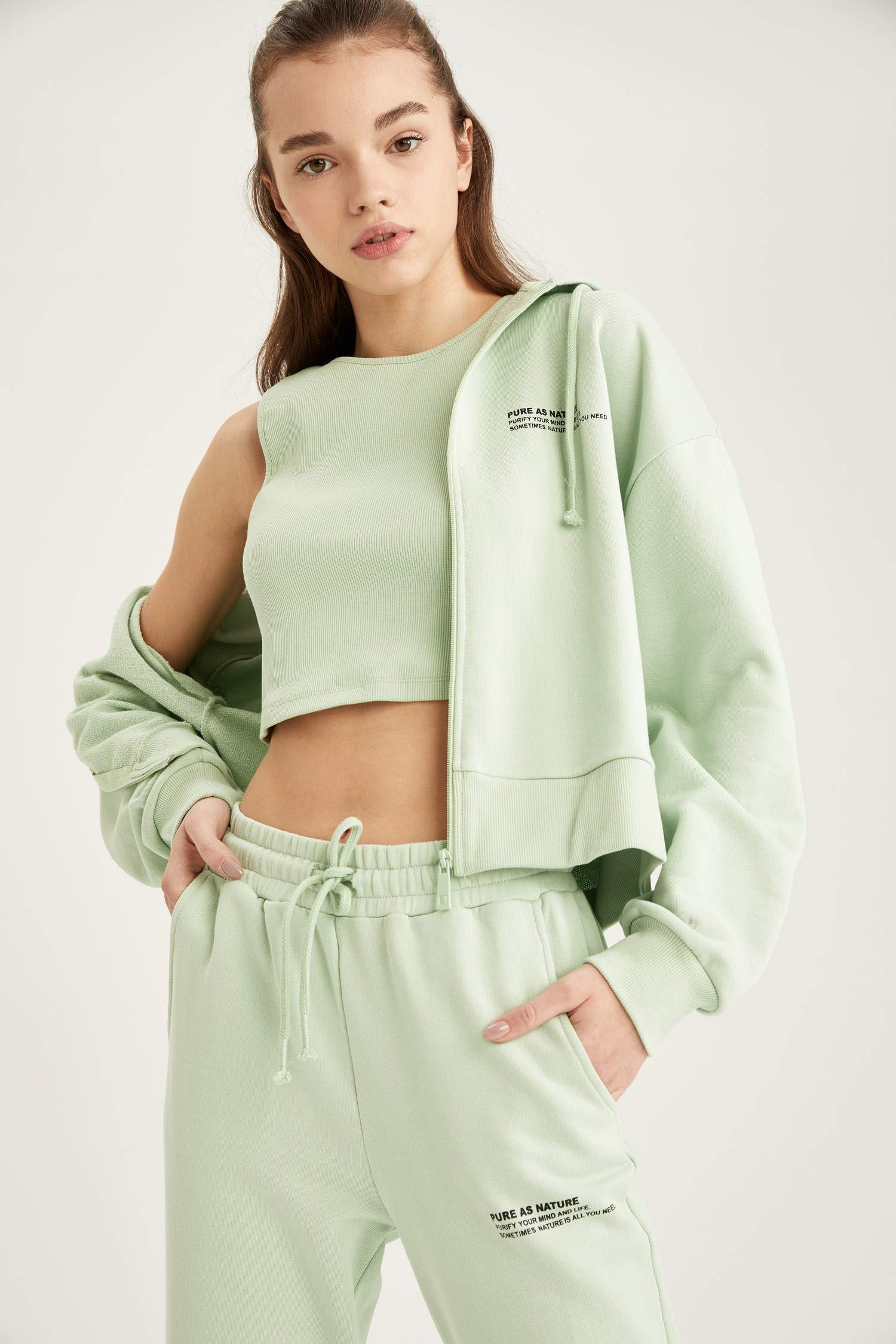 Organik Pamuklu Halter Yaka Crop Atlet