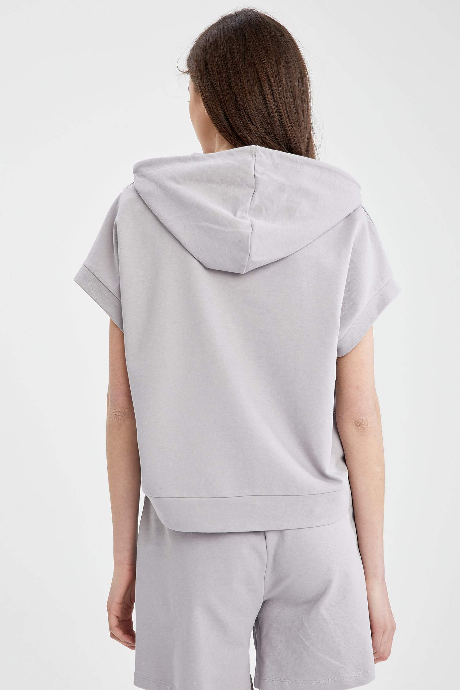 Yazı Baskılı Organik Pamuklu Relax Fit Kısa Kollu Sweatshirt