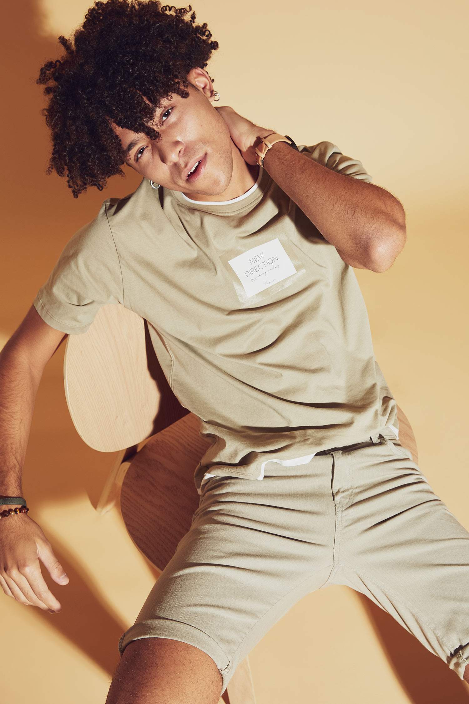 Oversize Fit Bisiklet Yaka Yazı Baskılı Kısa Kollu Tişört