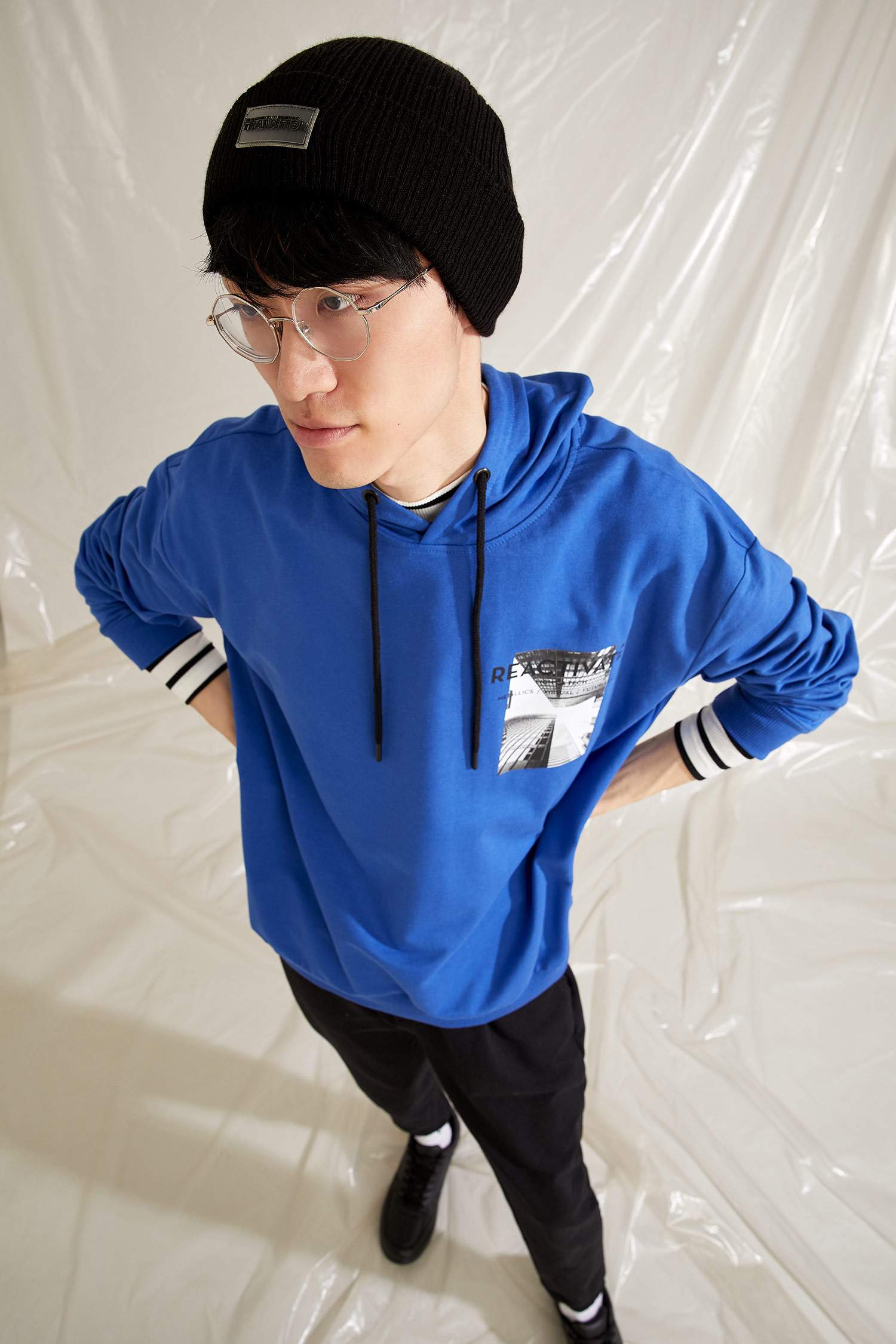 Oversize Fit Sırtı Baskılı Kapüşonlu Sweatshirt