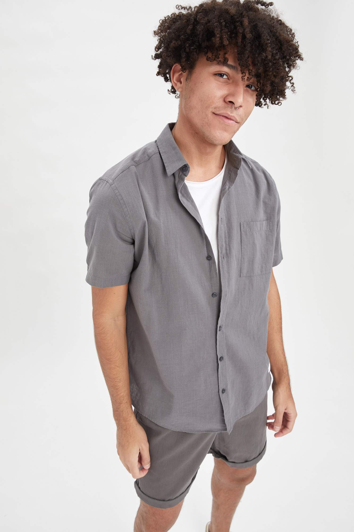 Regular Fit Basic Kısa Kollu Gömlek