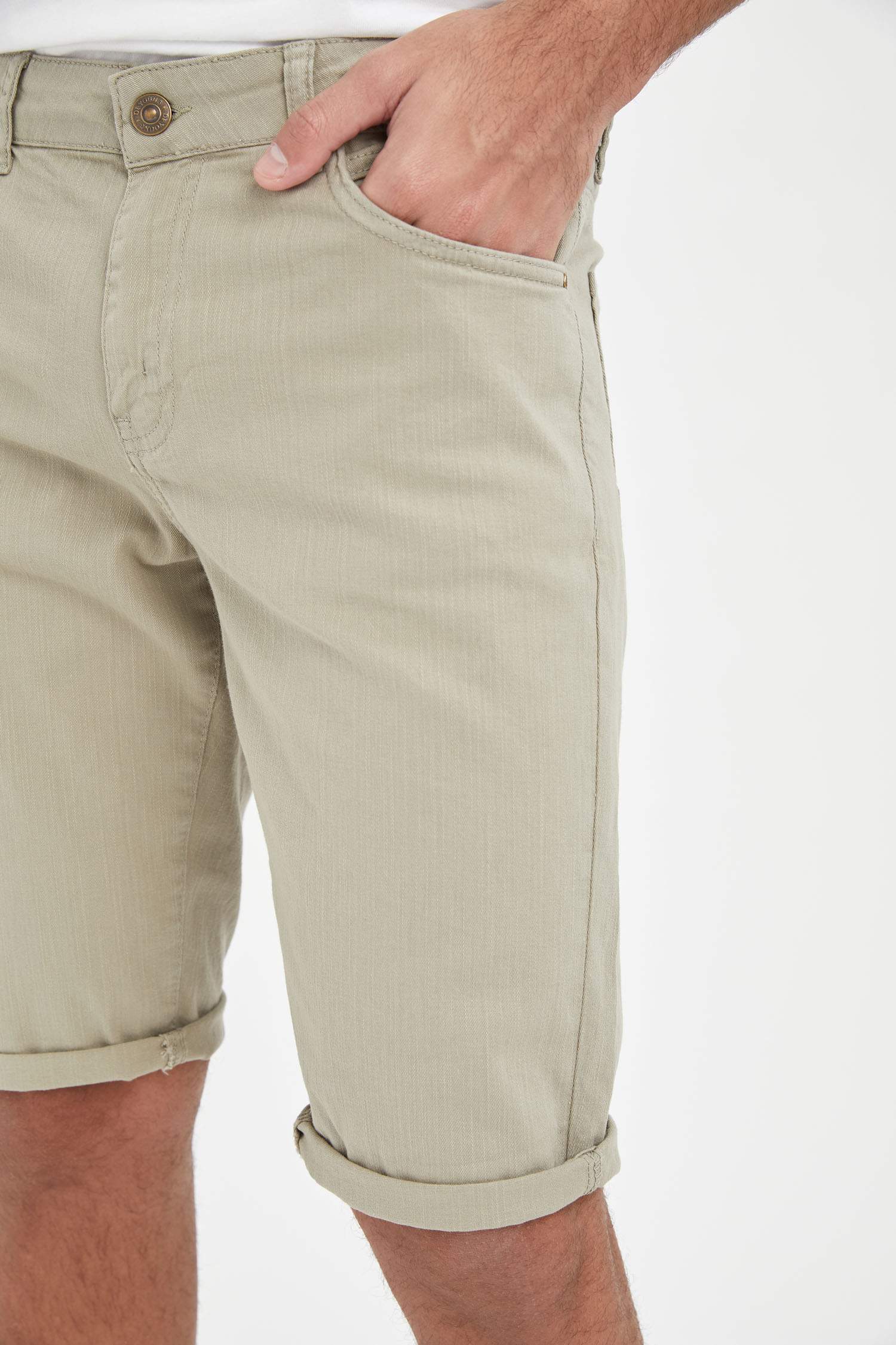 Slim Fit Duble Paça Bermuda Şort