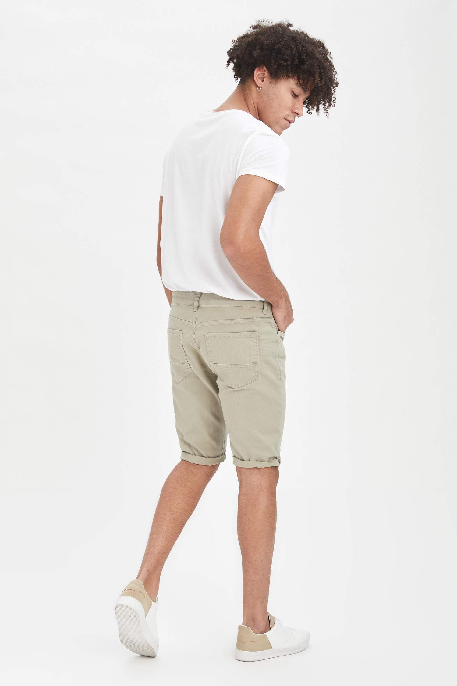 Slim Fit Duble Paça Bermuda Şort