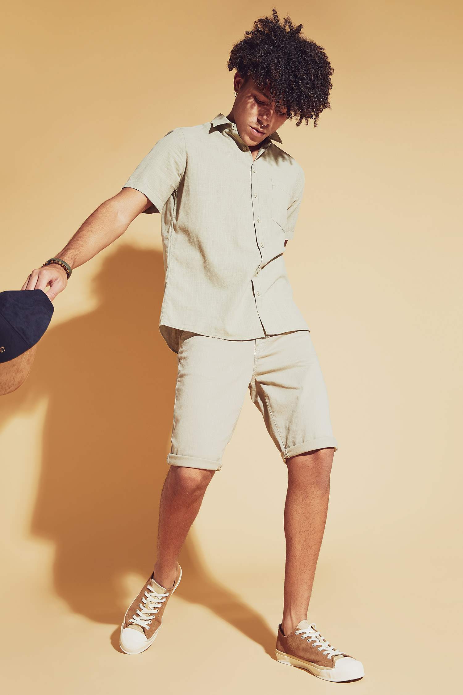 Slim Fit Duble Paça Bermuda Şort