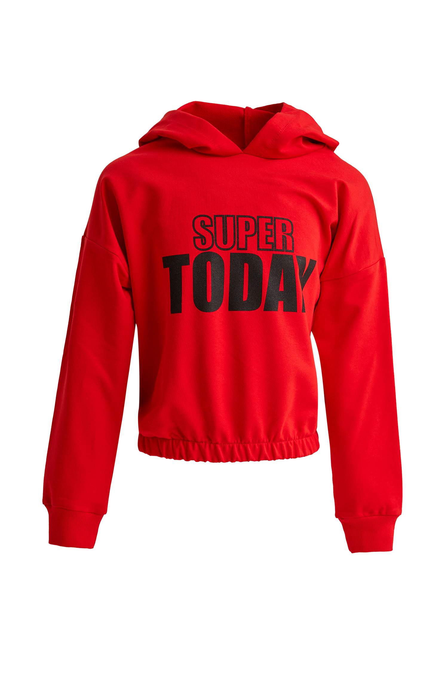 Kız Çocuk Yazı Baskılı Kapüşonlu Sweatshirt