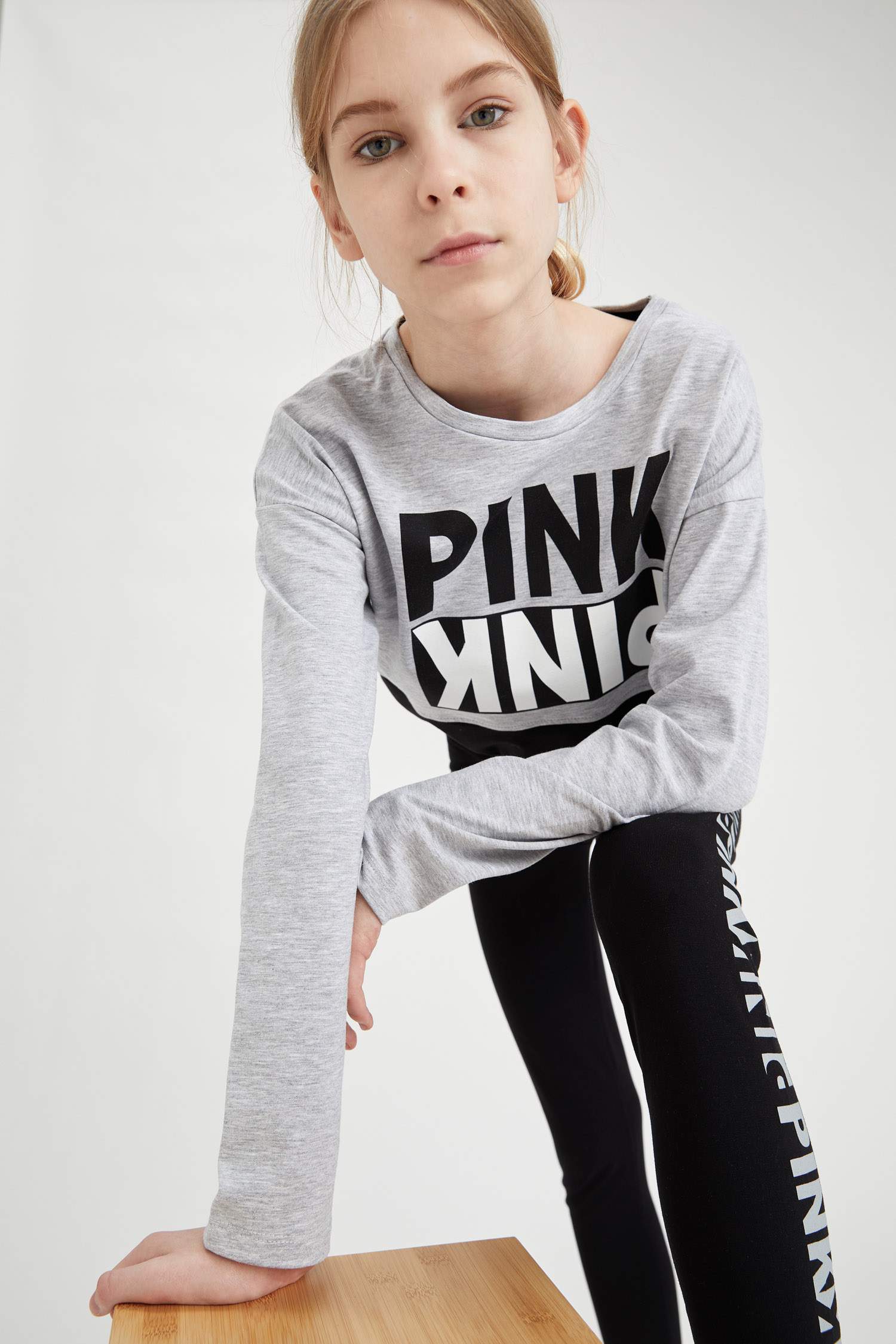 Kız Çocuk Baskılı Sweatshirt ve Jogger Eşofman Takım