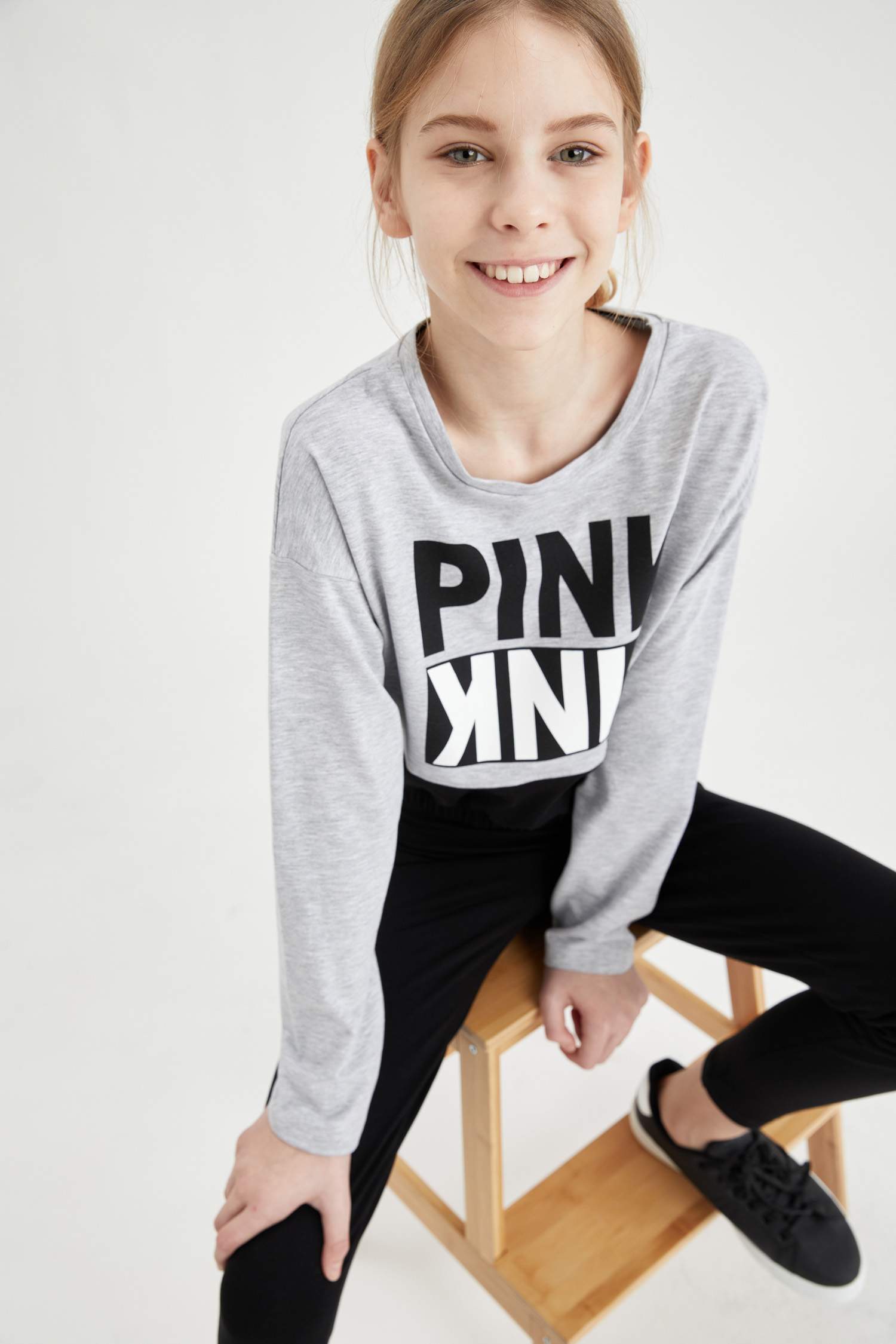 Kız Çocuk Baskılı Sweatshirt ve Jogger Eşofman Takım