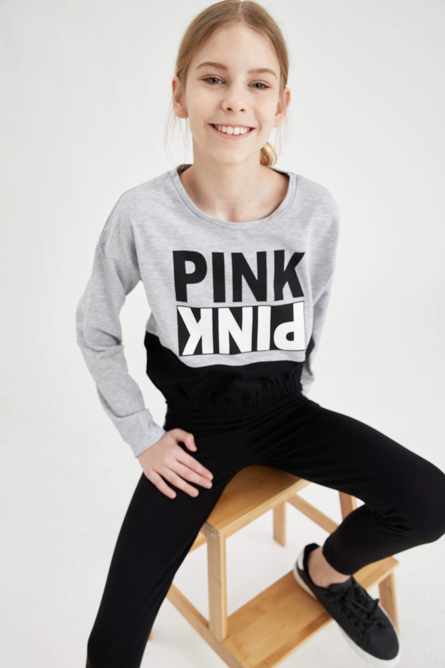 Kız Çocuk Baskılı Sweatshirt ve Jogger Eşofman Takım