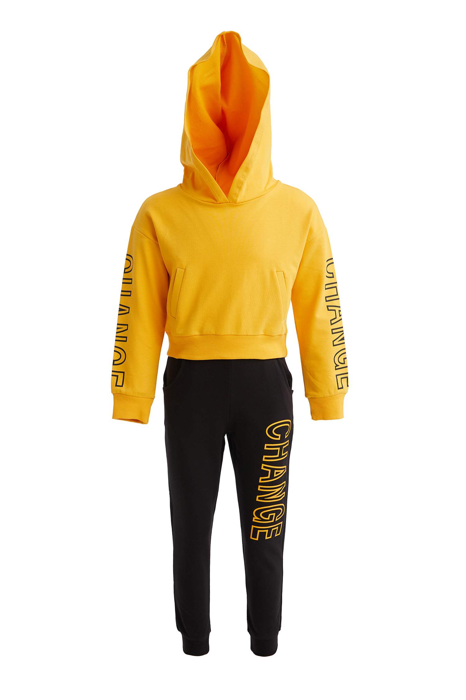 Kız Çocuk Baskılı Sweatshirt ve Jogger Eşofman Takım