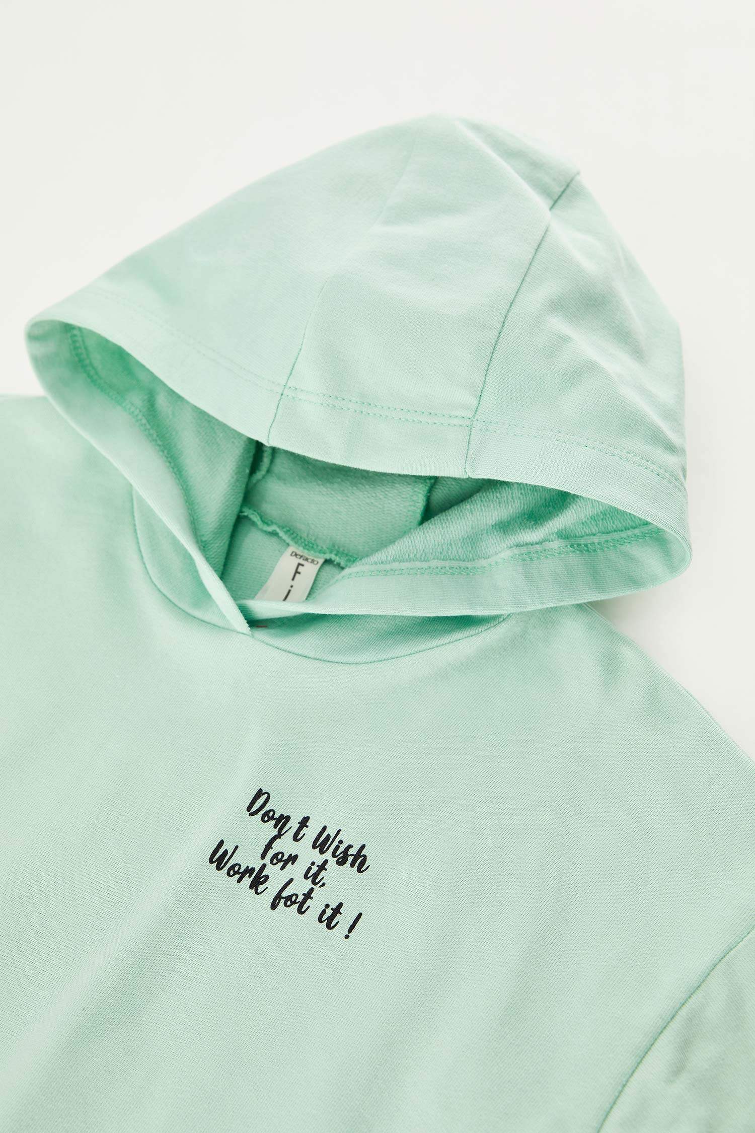 Kız Çocuk Yazı Baskılı Organik Sweatshirt ve Jogger Eşofman Alt Takımı