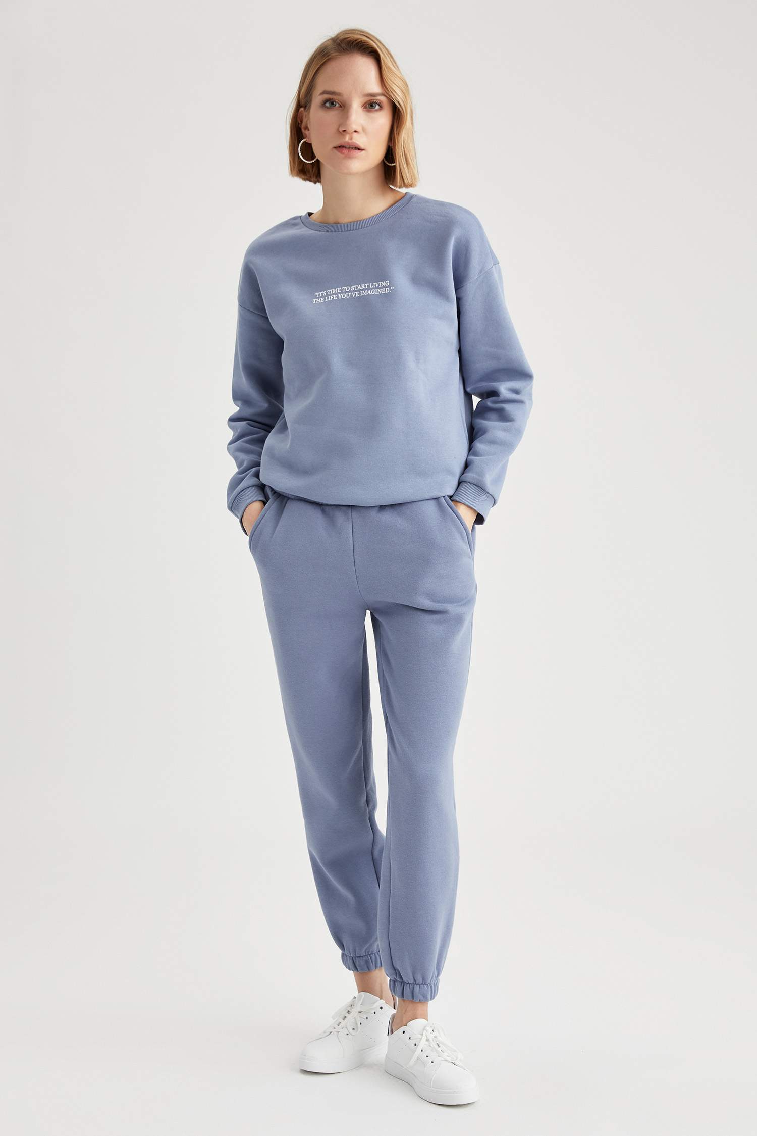 Yazı Baskılı Relax Fit Sweatshirt