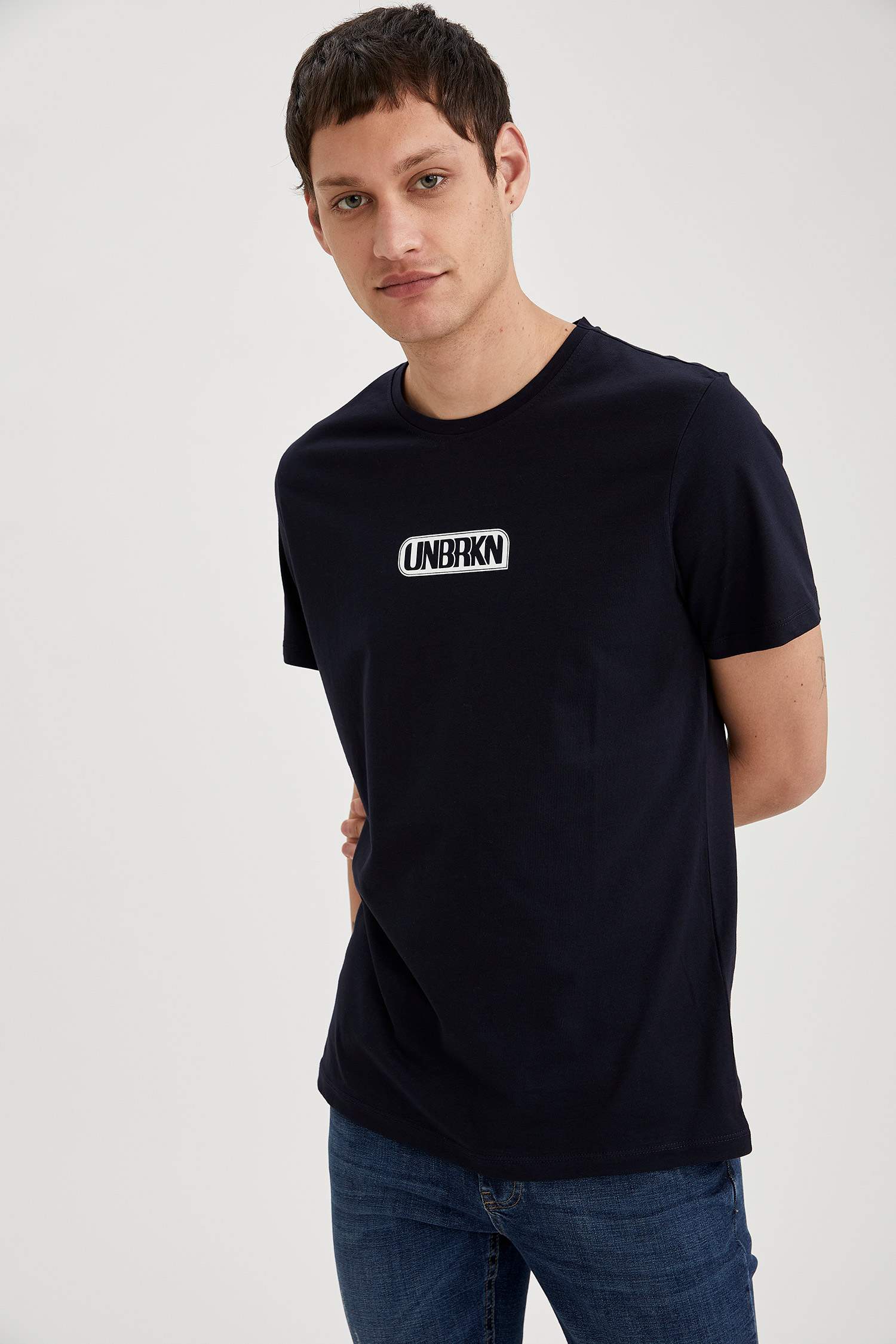 Unbrkn Baskılı Slim Fit Bisiklet Yaka Pamuklu Tişört