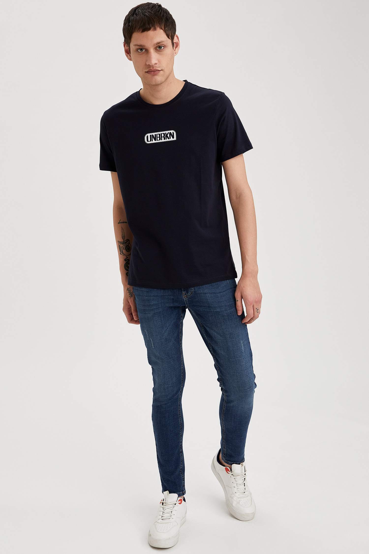Unbrkn Baskılı Slim Fit Bisiklet Yaka Pamuklu Tişört