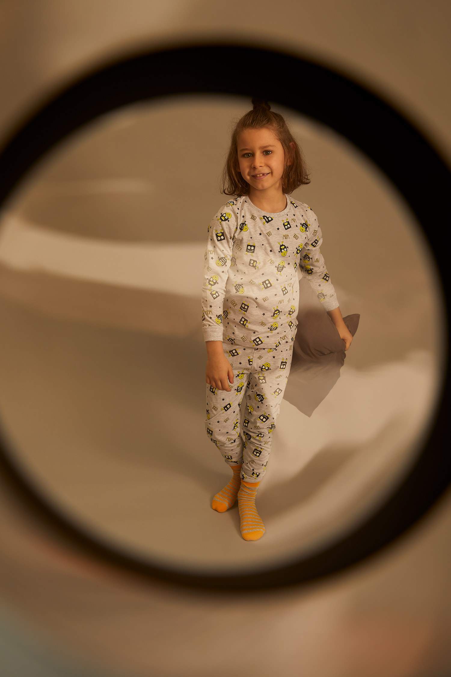 Erkek Çocuk Sevimli Canavar Baskılı Pijama Takımı