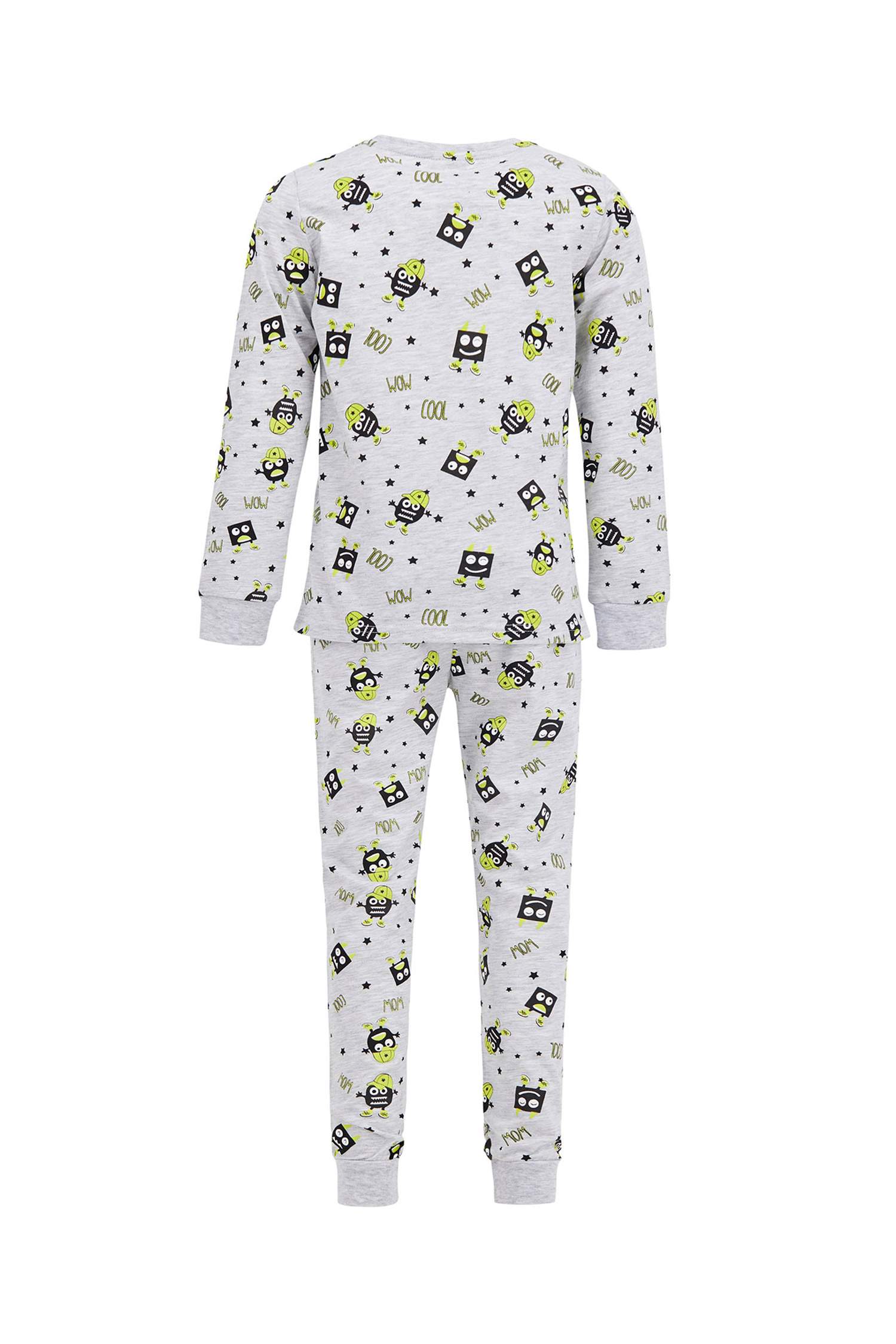 Erkek Çocuk Sevimli Canavar Baskılı Pijama Takımı
