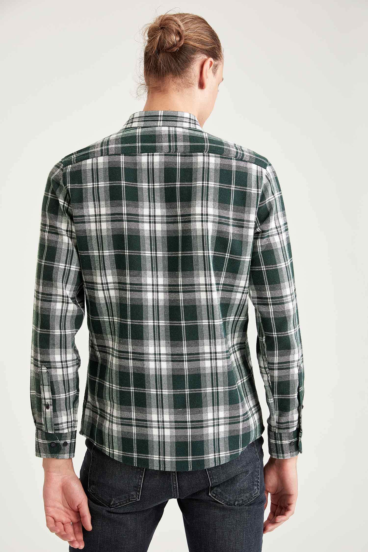Ekose Slim Fit Uzun Kollu Oduncu Gömlek
