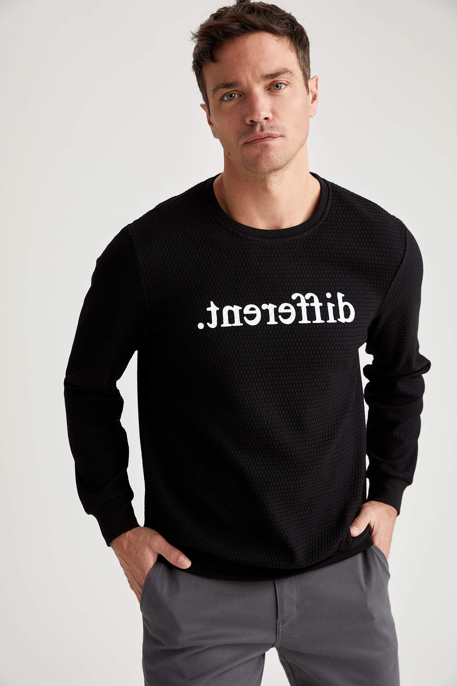 Baskılı Regular Fit Bisiklet Yaka Sweatshirt