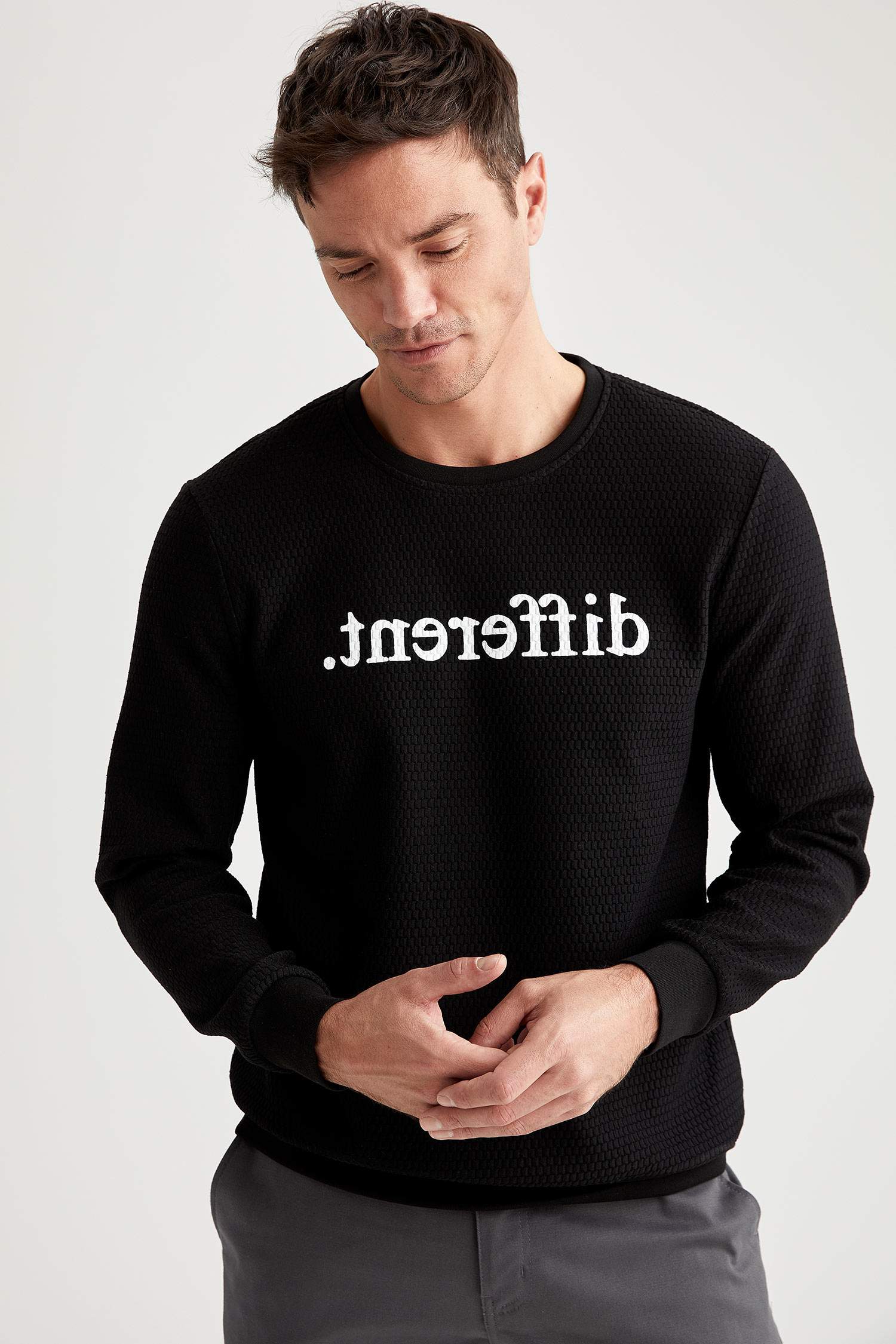 Baskılı Regular Fit Bisiklet Yaka Sweatshirt