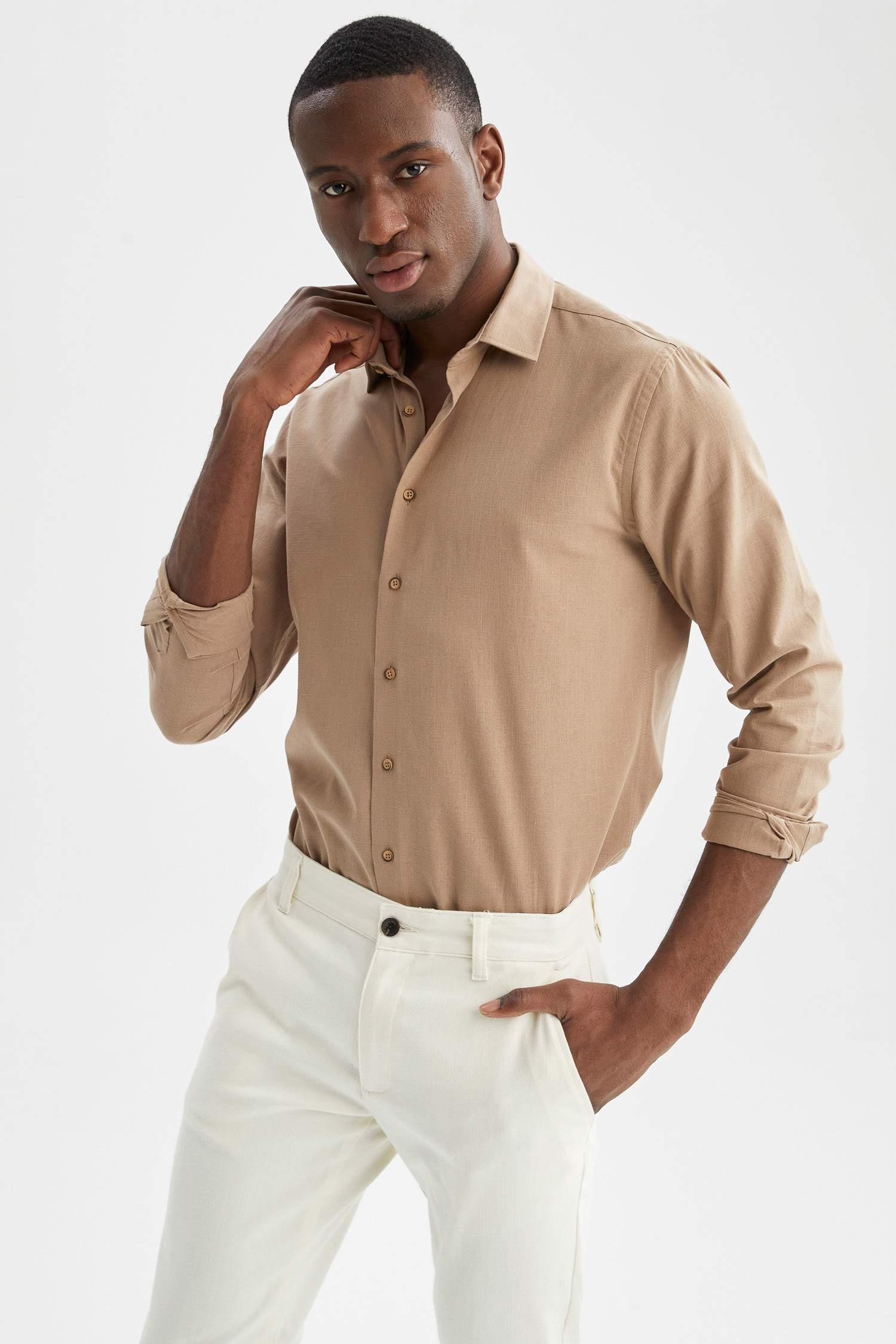 Modern Fit Polo Yaka Uzun Kollu Gömlek
