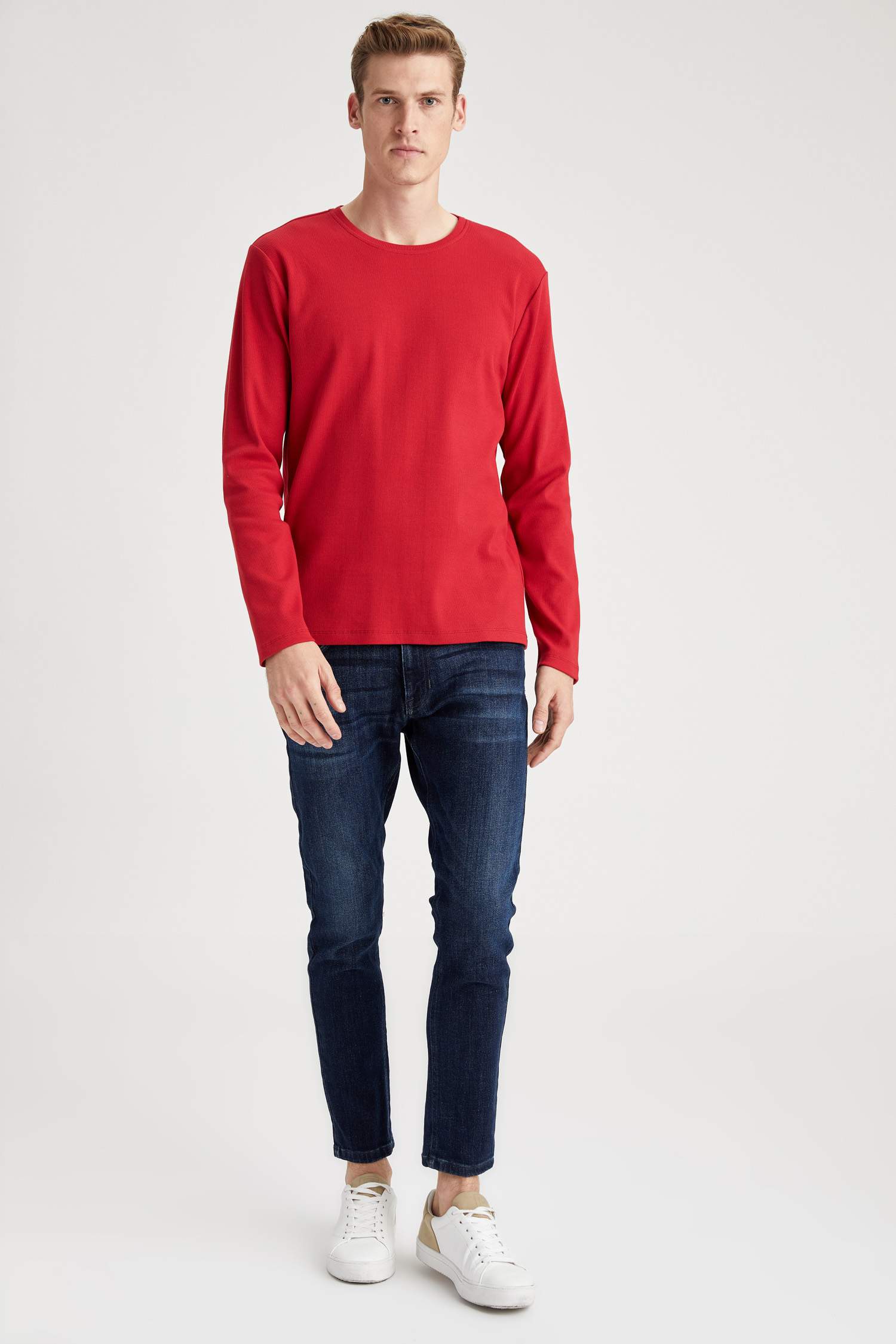 Bisiklet Yaka Slim Fit Uzun Kollu Basic Tişört