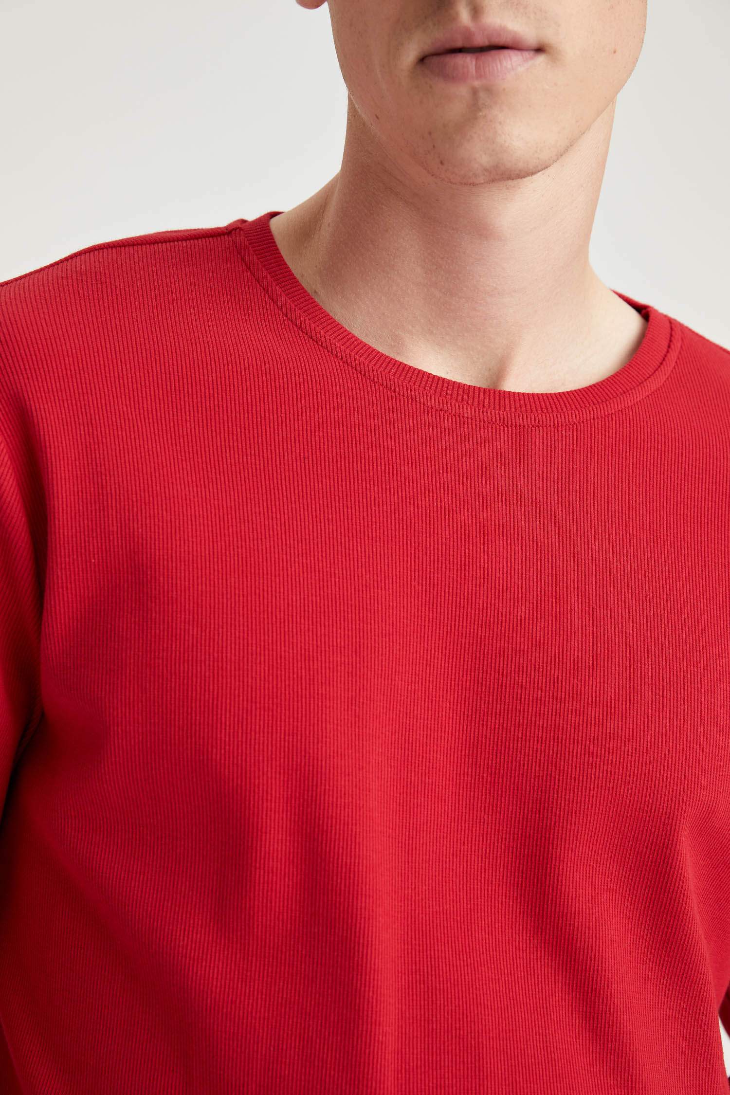 Bisiklet Yaka Slim Fit Uzun Kollu Basic Tişört